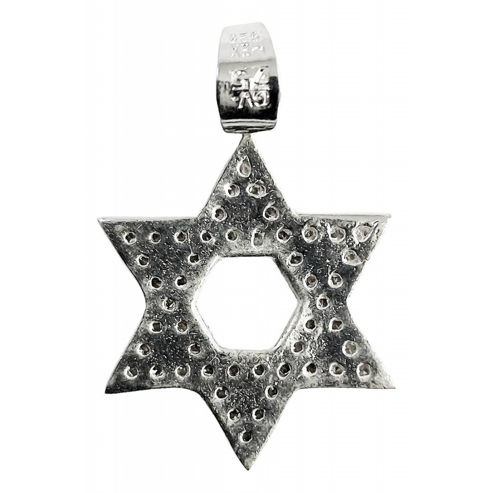 Dije Medalla Estrella De David Lisa Zirconias En Plata 925 