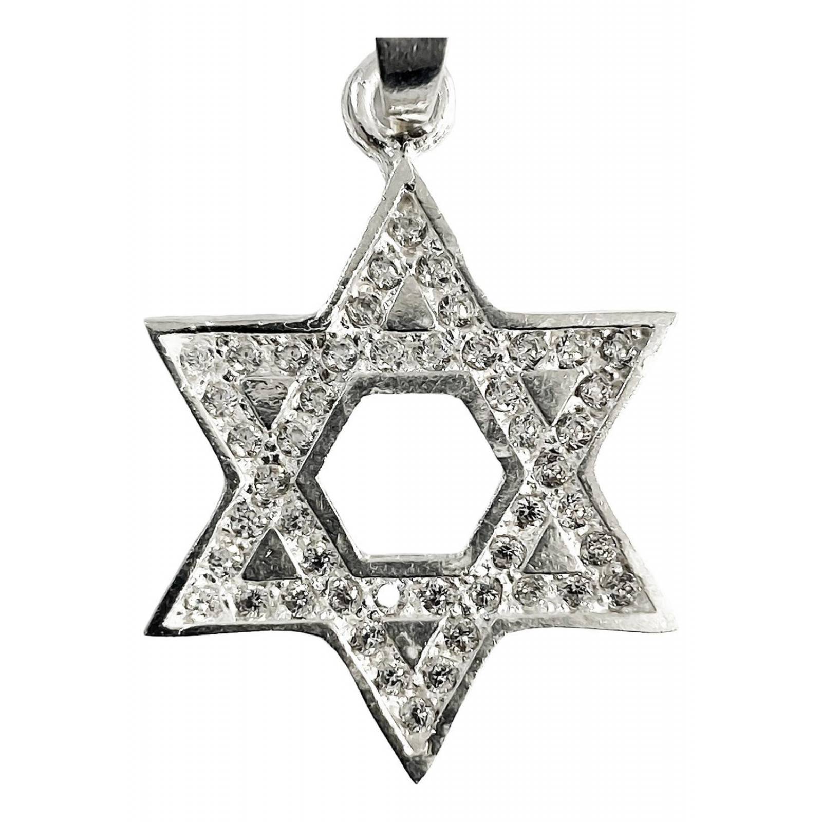 Dije Medalla Estrella De David Lisa Zirconias En Plata 925 