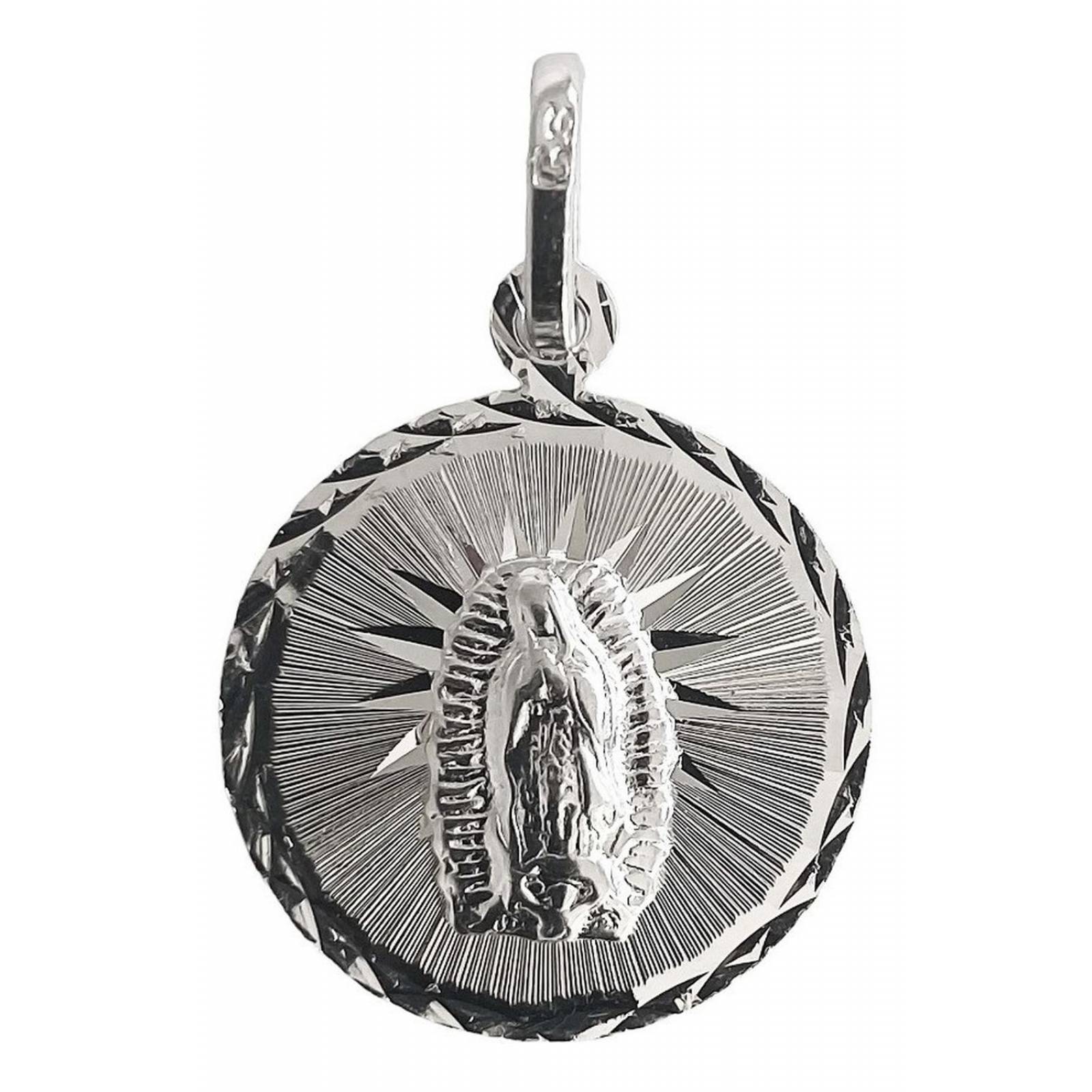 Dije Medalla Virgen De Guadalupe Chica Diamantada Plata 925 
