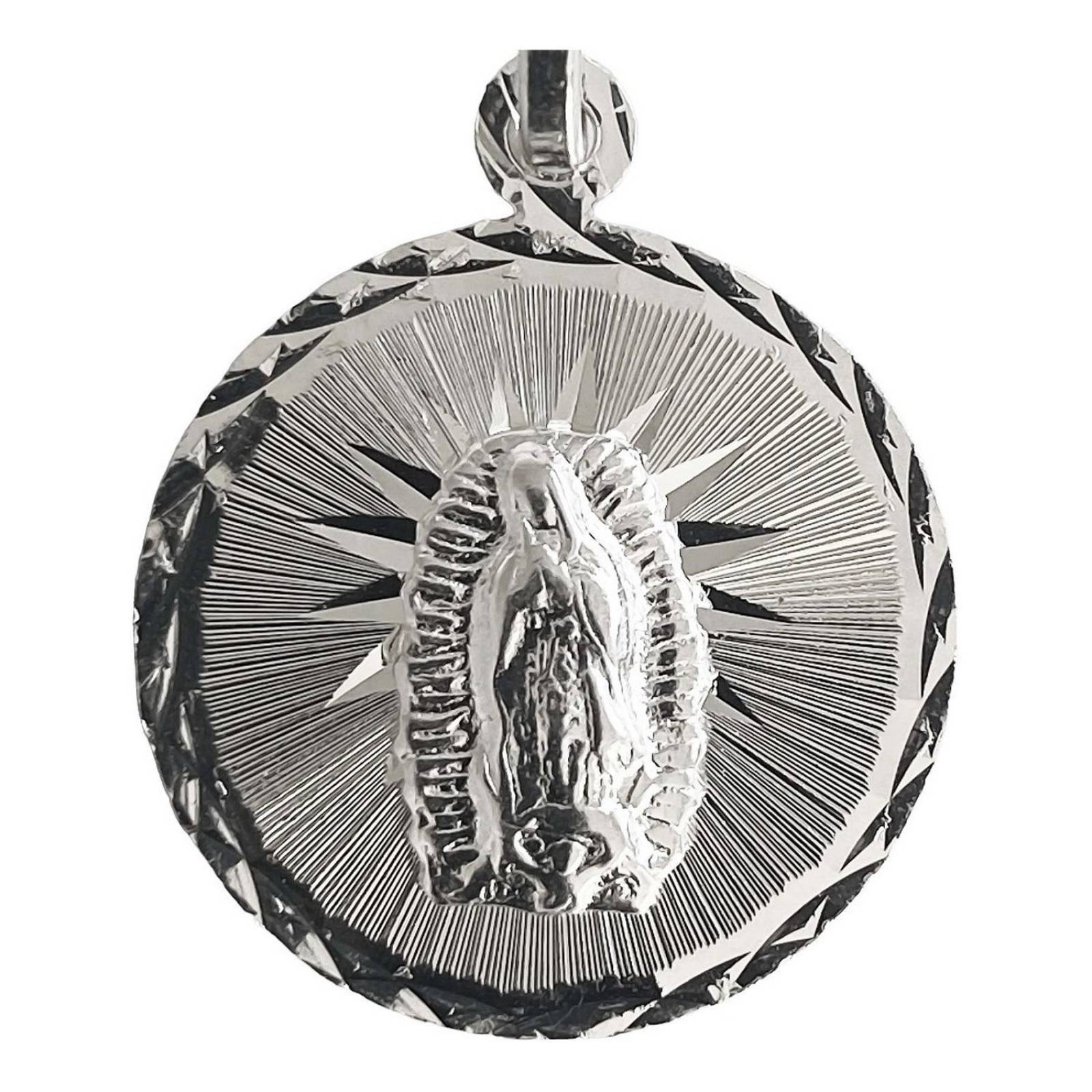 Dije Medalla Virgen De Guadalupe Chica Diamantada Plata 925 