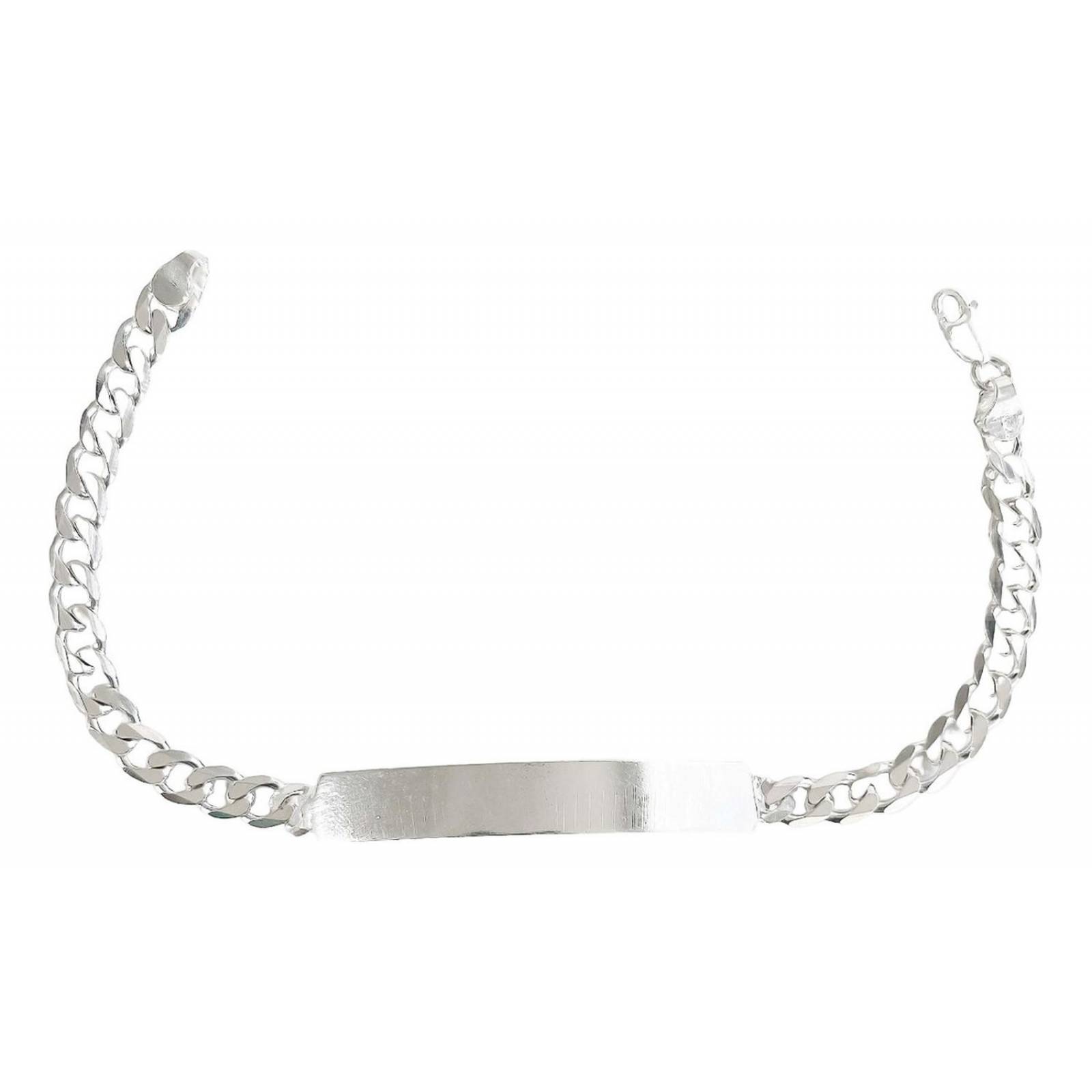 Esclava Hombre Pulsera Cubana Plata 925 Placa Lisa 6 Mm Plateado Largo/Ancho: 22 cm x 5 mm 7 cm - 22 cm
