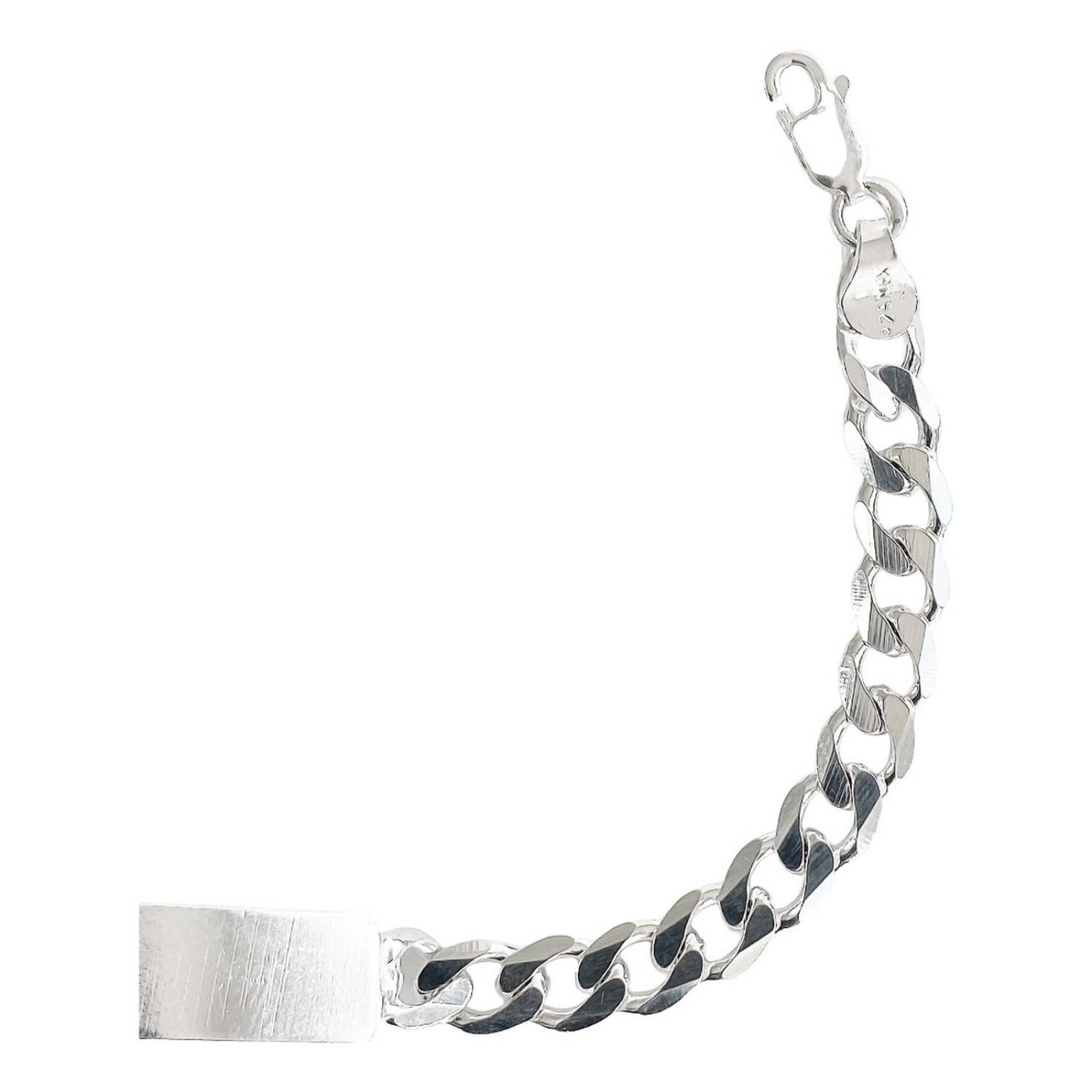 Esclava Hombre Pulsera Cubana Plata 925 Placa Lisa 6 Mm Plateado Largo/Ancho: 22 cm x 5 mm 7 cm - 22 cm