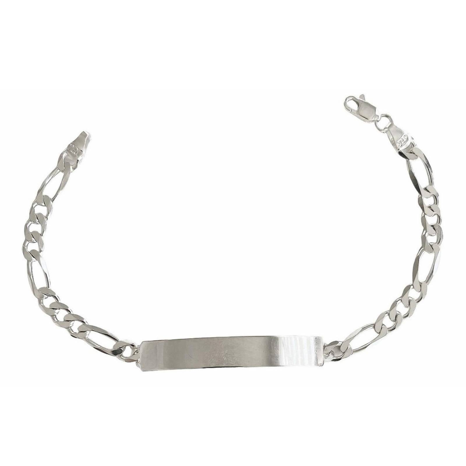 Esclava Hombre Pulsera Fígaro Plata 925 Placa Lisa 6 Mm Largo/Ancho: 20 cm x 6 mm 7 cm - 20 cm Plateado