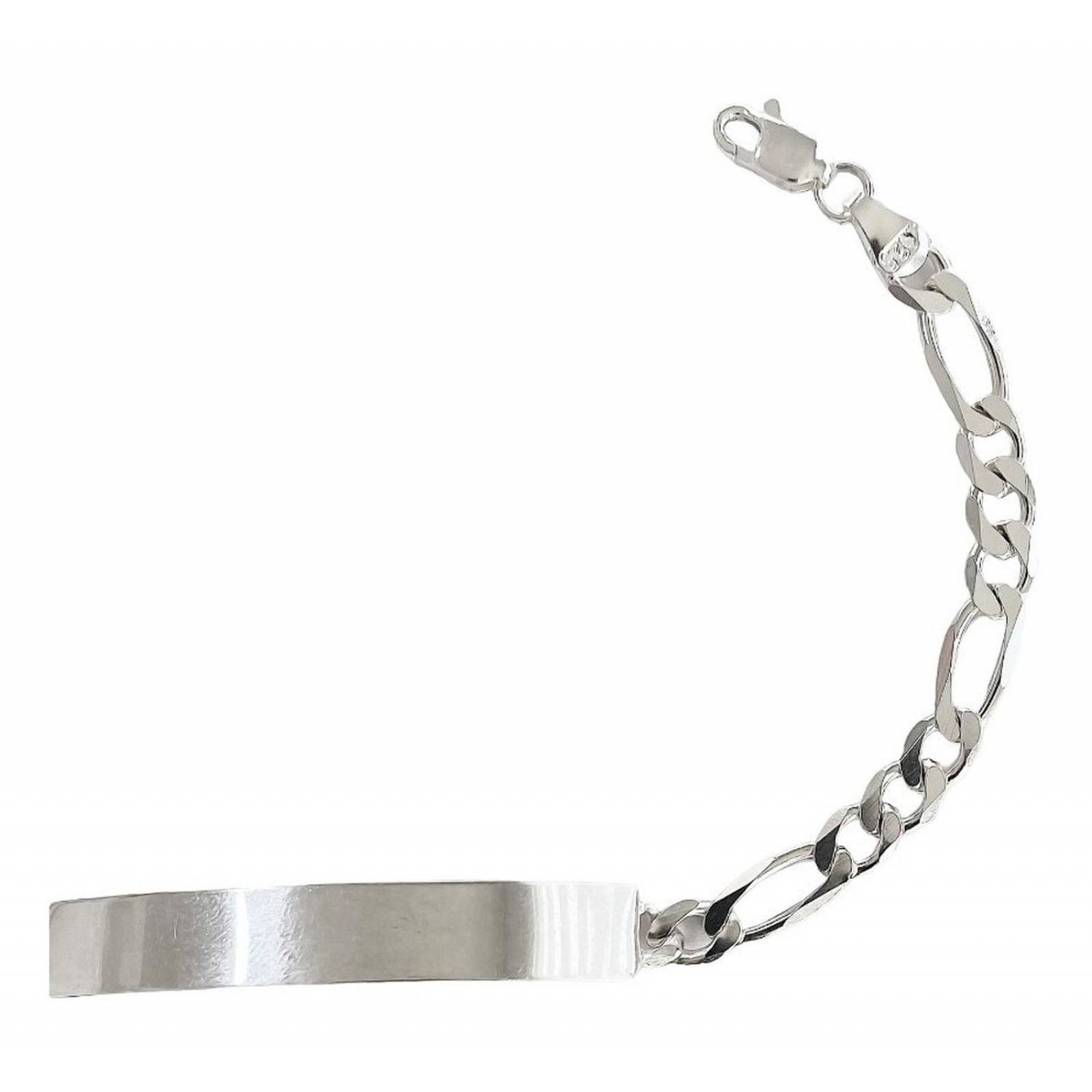 Esclava Hombre Pulsera Fígaro Plata 925 Placa Lisa 6 Mm Largo/Ancho: 20 cm x 6 mm 7 cm - 20 cm Plateado