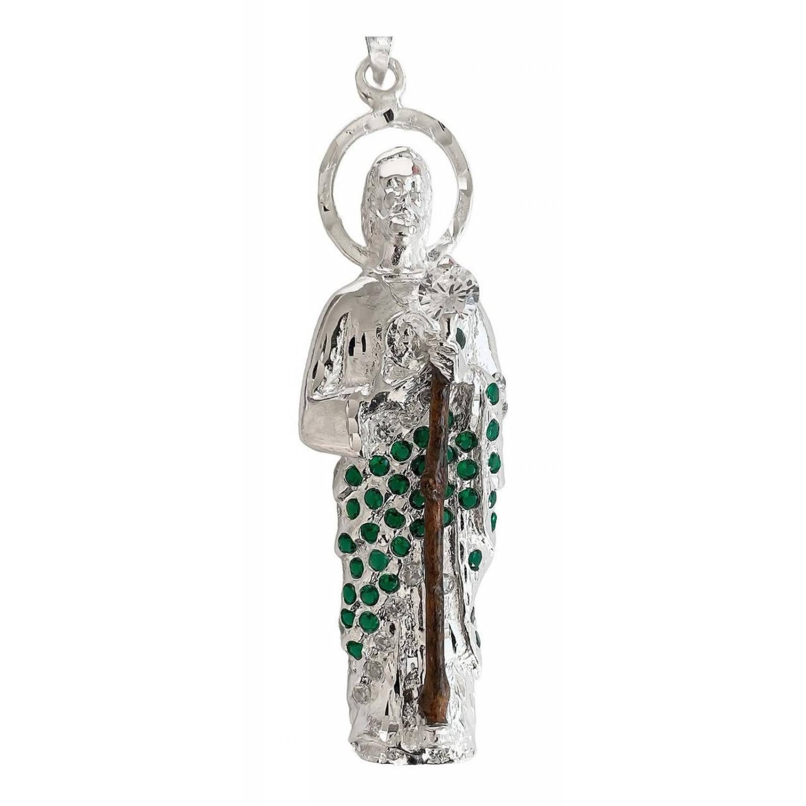 Enorme Dije De San Judas 9.5cm Con Zirconia De Plata Ley 925 