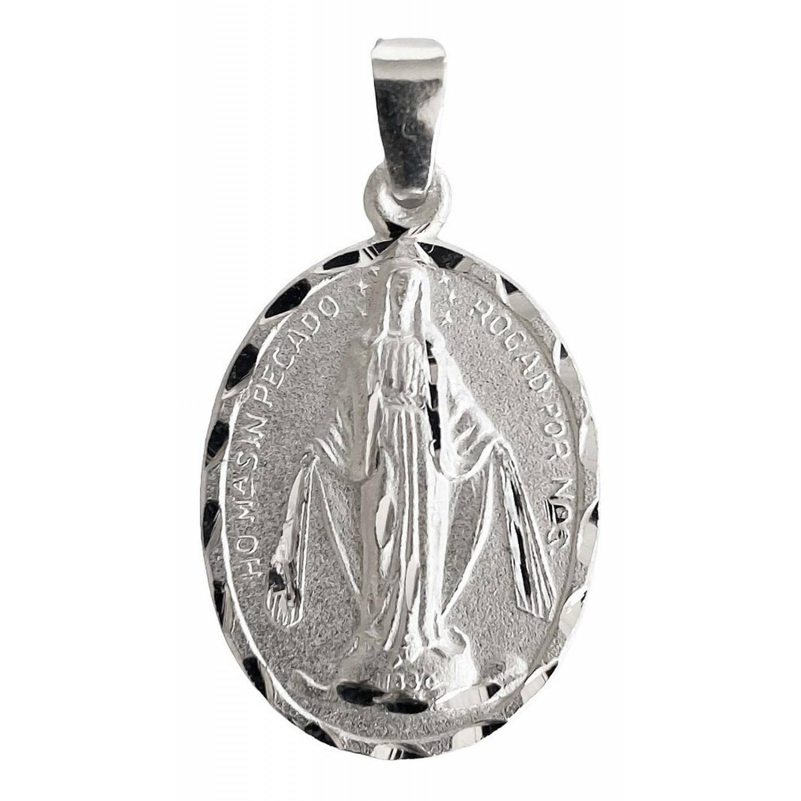 Dije Medalla Virgen Milagrosa Ovalada Chica Plata Ley 925 