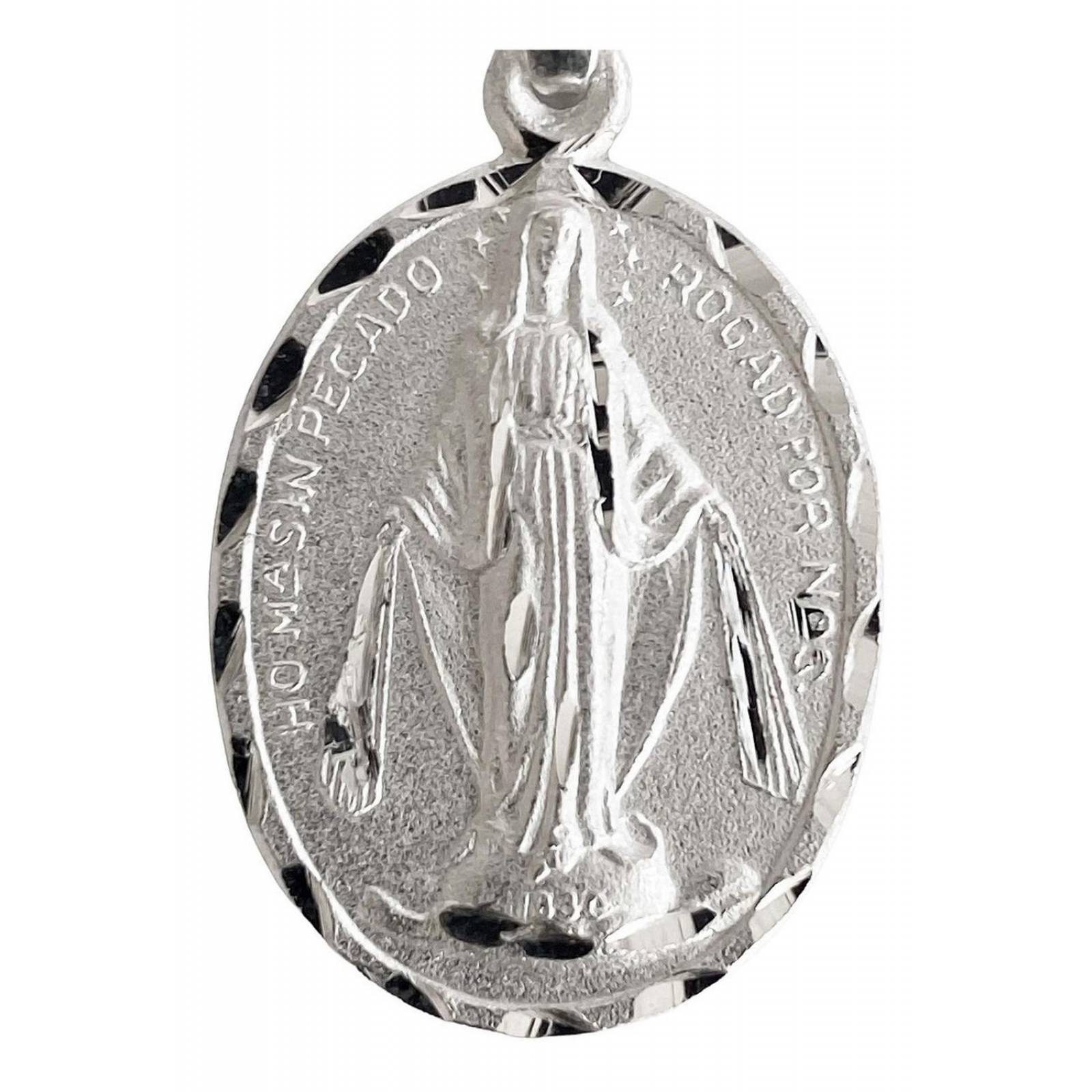 Dije Medalla Virgen Milagrosa Ovalada Chica Plata Ley 925 
