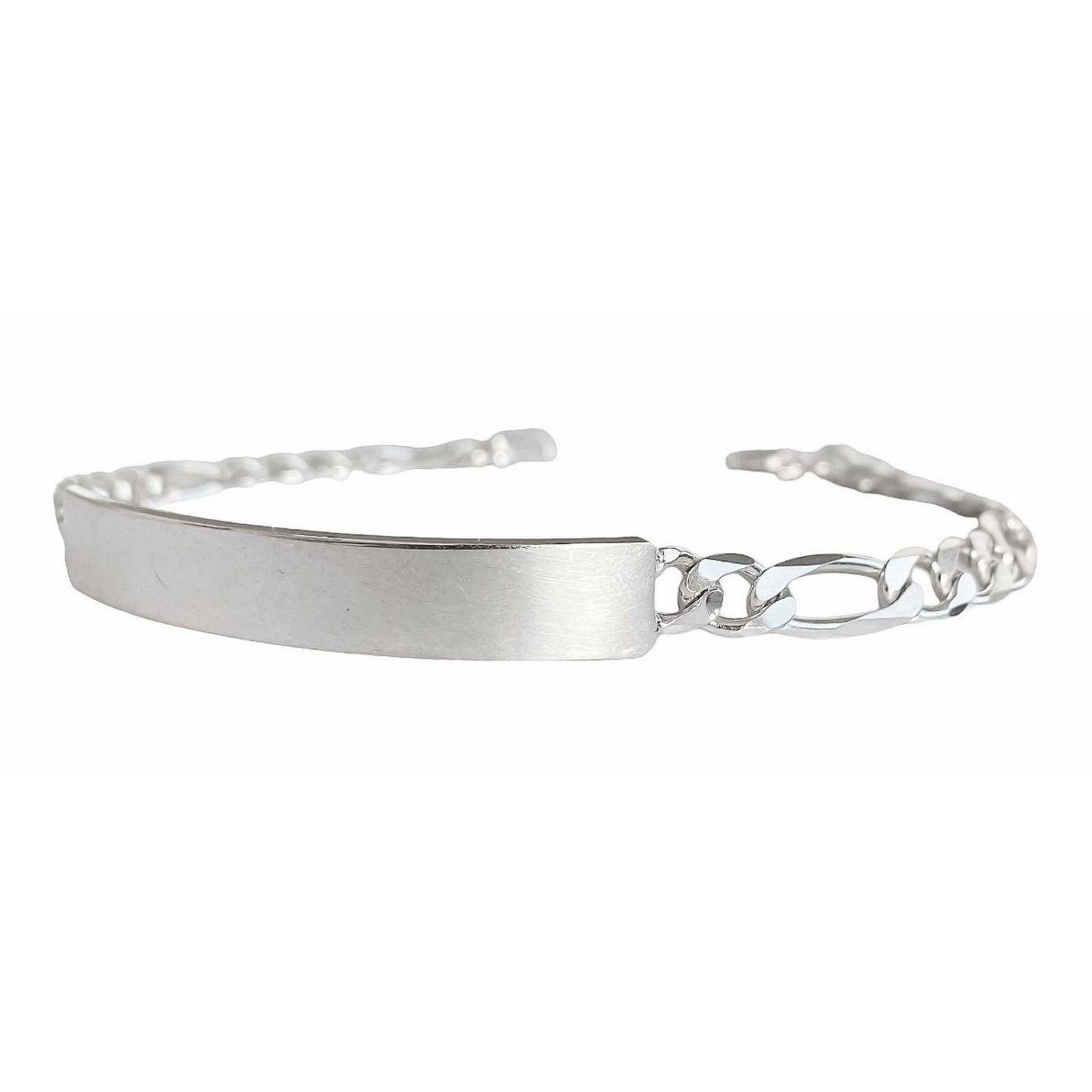 Esclava Hombre Pulsera Fígaro Plata 925 Placa Lisa 6 Mm 7 cm - 22 cm Largo/Ancho: 22 cm x 6 mm Plateado