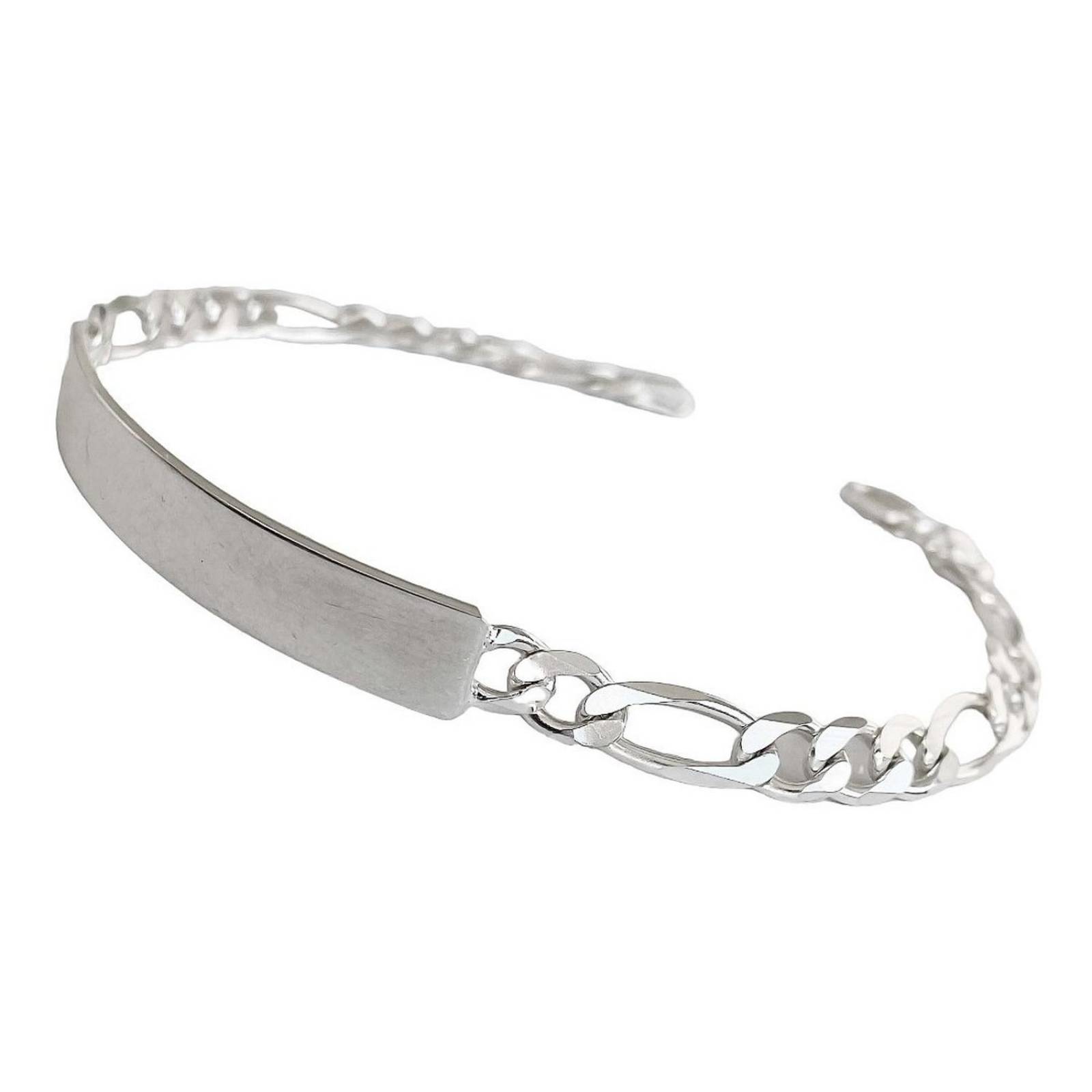 Esclava Hombre Pulsera Fígaro Plata 925 Placa Lisa 6 Mm 7 cm - 22 cm Largo/Ancho: 22 cm x 6 mm Plateado
