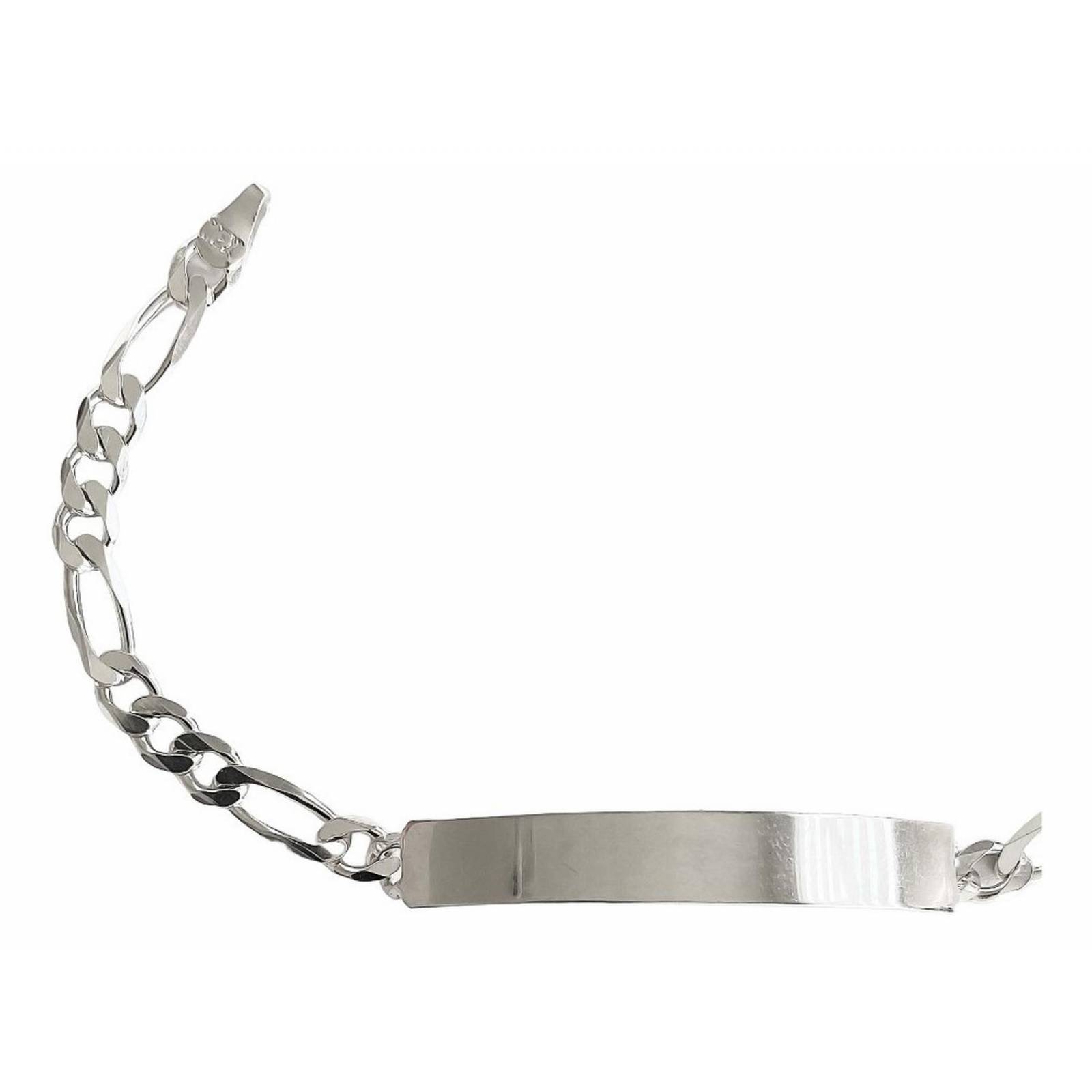 Esclava Hombre Pulsera Fígaro Plata 925 Placa Lisa 6 Mm 7 cm - 22 cm Largo/Ancho: 22 cm x 6 mm Plateado