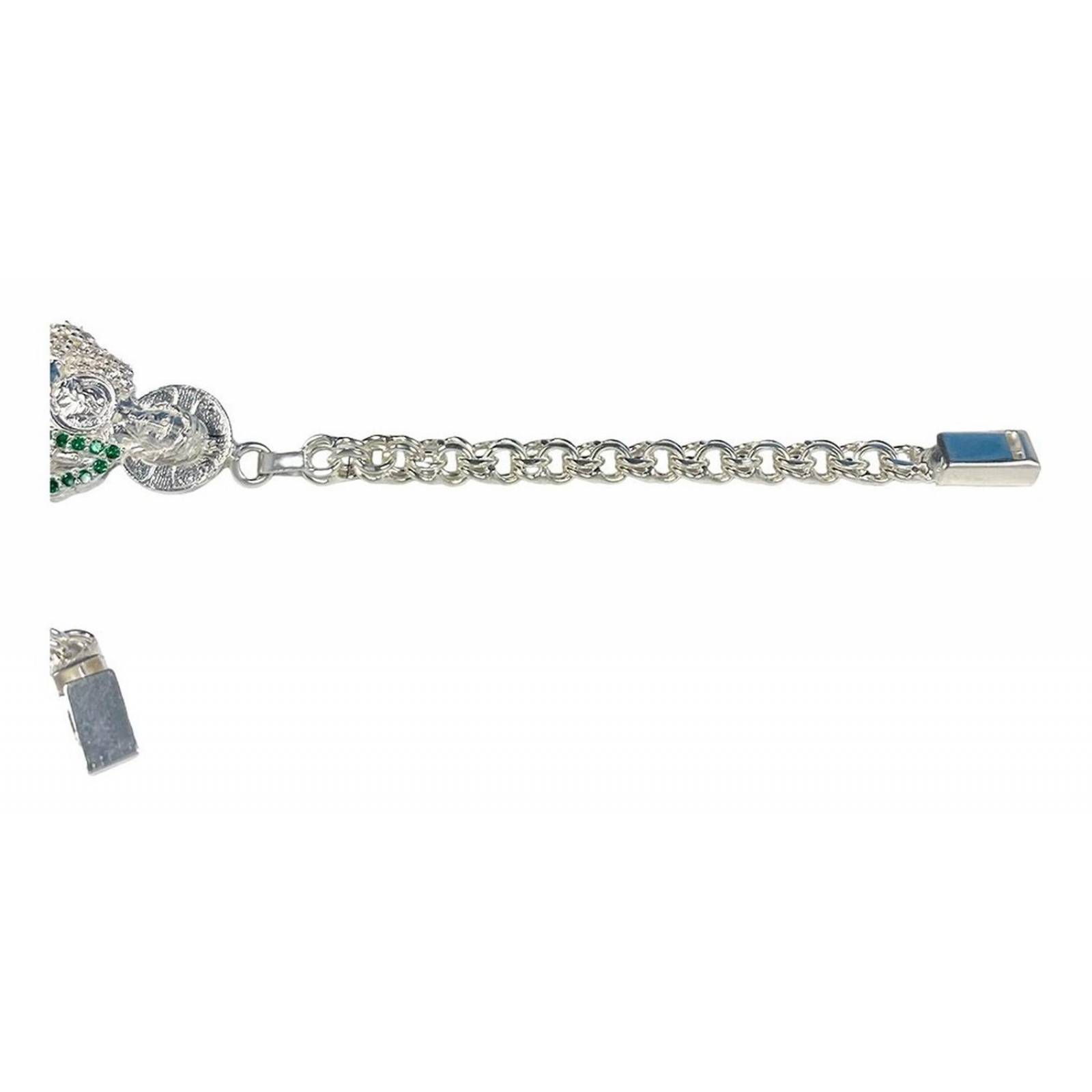 Pulsera San Judas Tadeo Esclava Plata Solida Ley 925 Verde 2 Largo/Ancho: 20 cm x 5 mm 6 cm - 20 cm