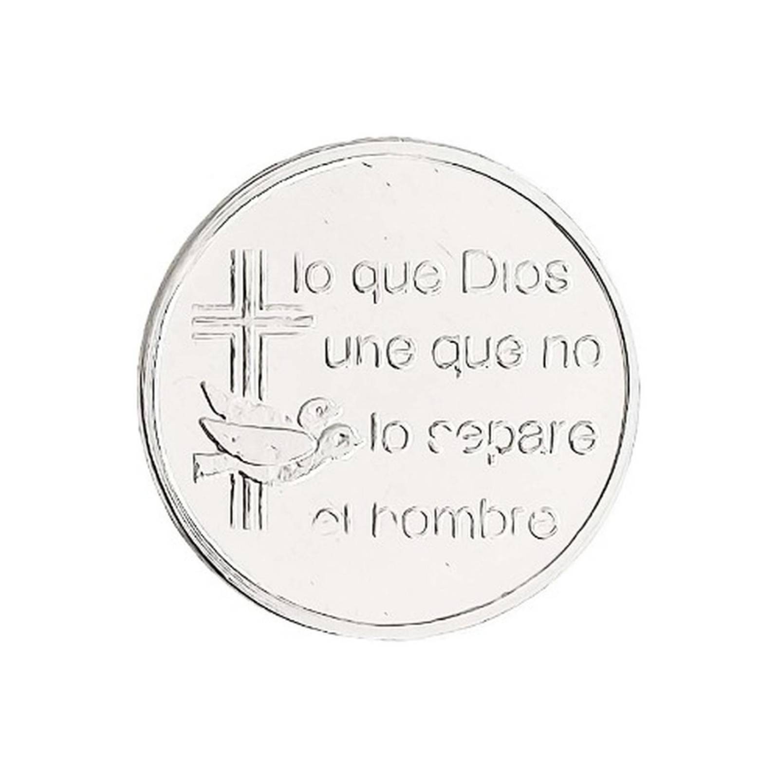 Juego Arras Matrimoniales Boda Cristiana Plata Pura Ley .999 E. Santo Alto/Ancho: 1.5 cm x 1.5 cm