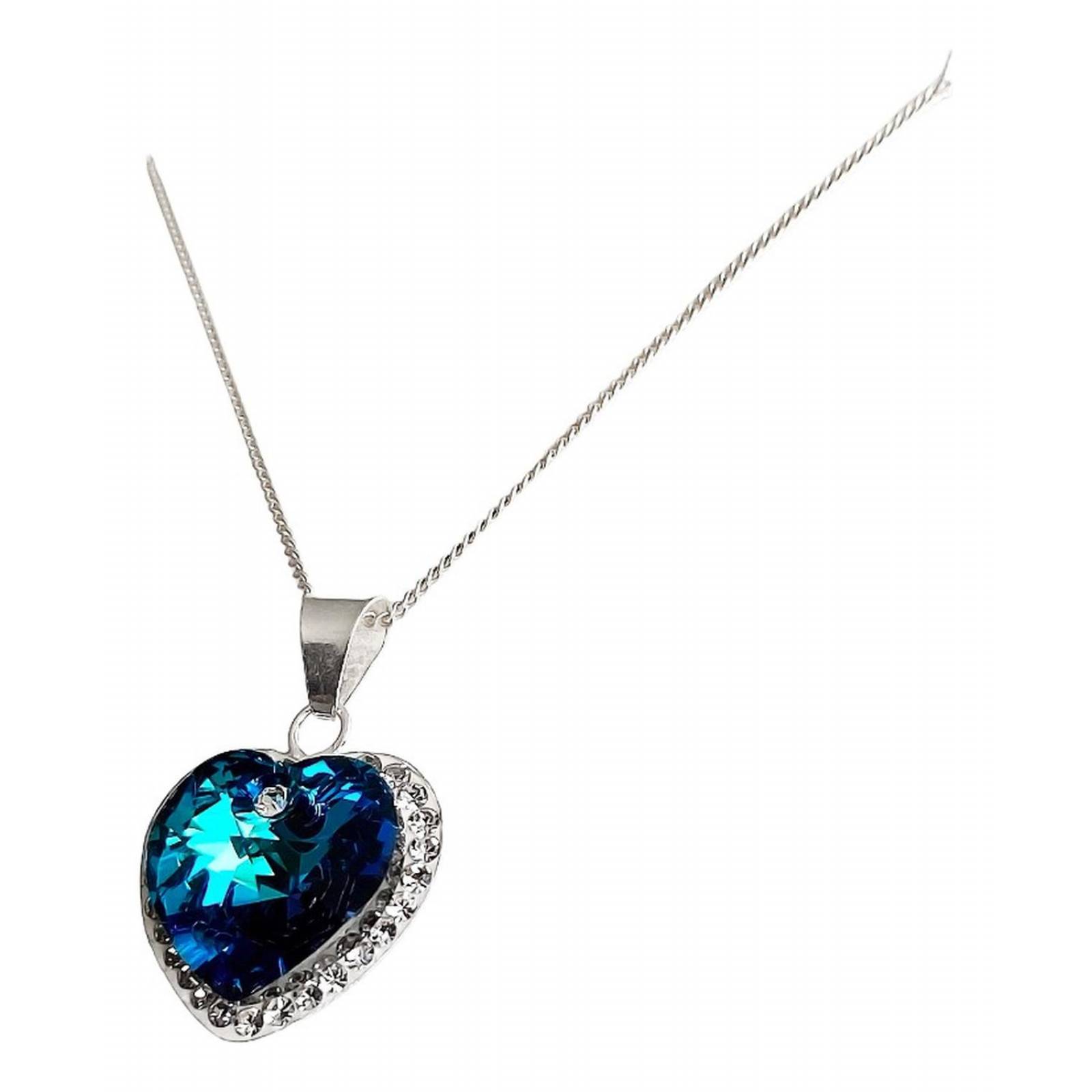 Dije Collar Corazon Del Mar Titanic Amor Amistad Plata 925 Alto/Ancho: 2.6 cm x 1.7 cm Azul