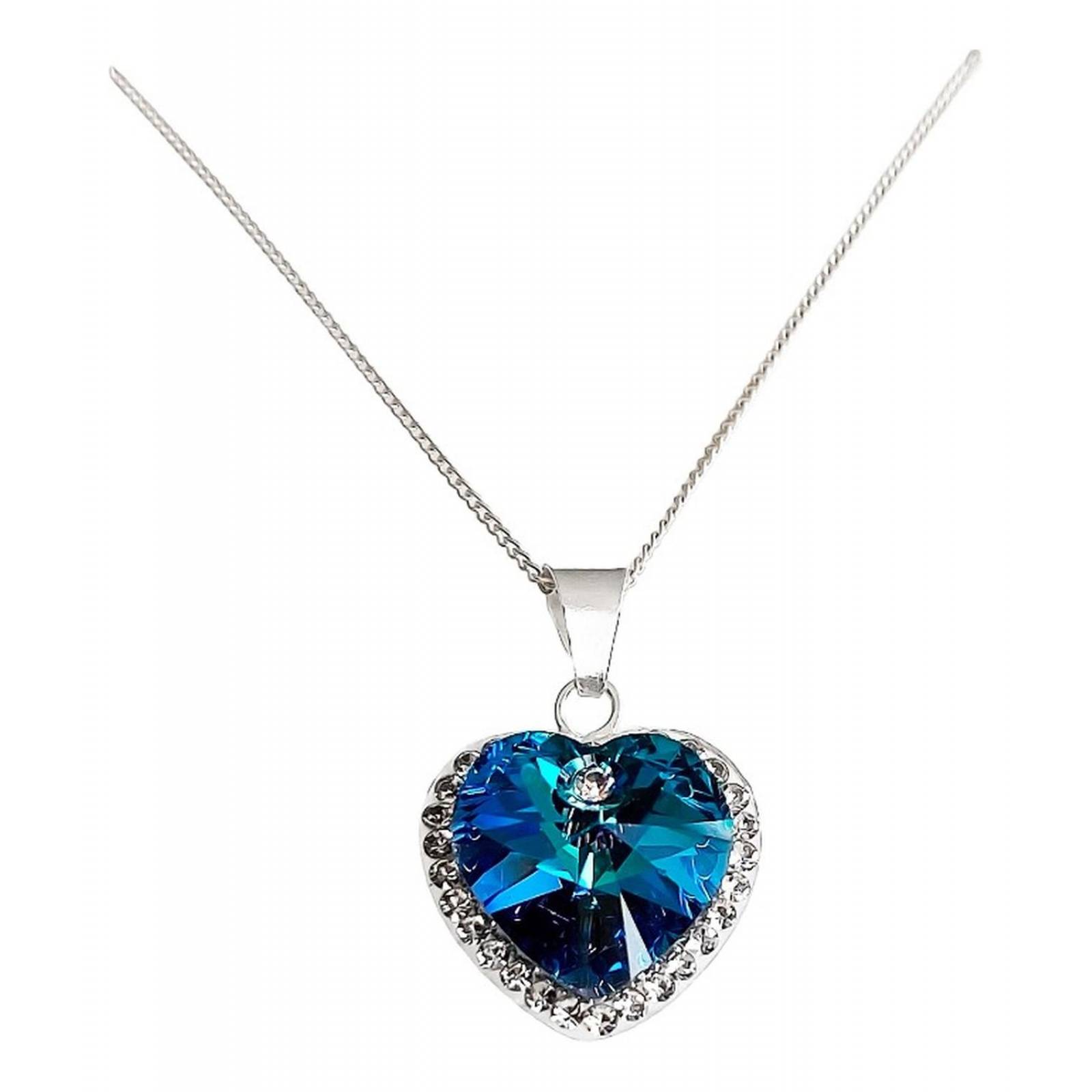Dije Collar Corazon Del Mar Titanic Amor Amistad Plata 925 Alto/Ancho: 2.6 cm x 1.7 cm Azul