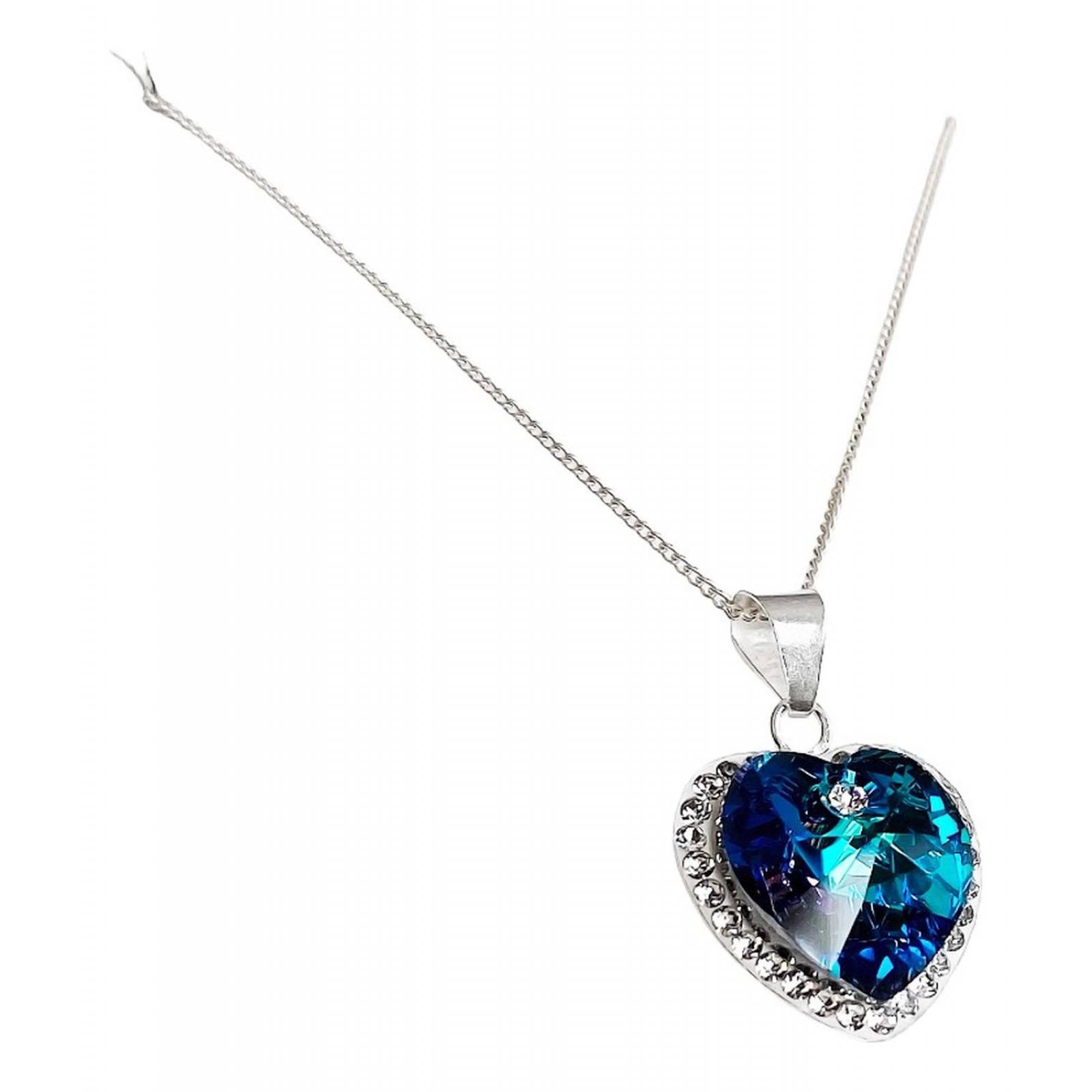 Dije Collar Corazon Del Mar Titanic Amor Amistad Plata 925 Alto/Ancho: 2.6 cm x 1.7 cm Azul