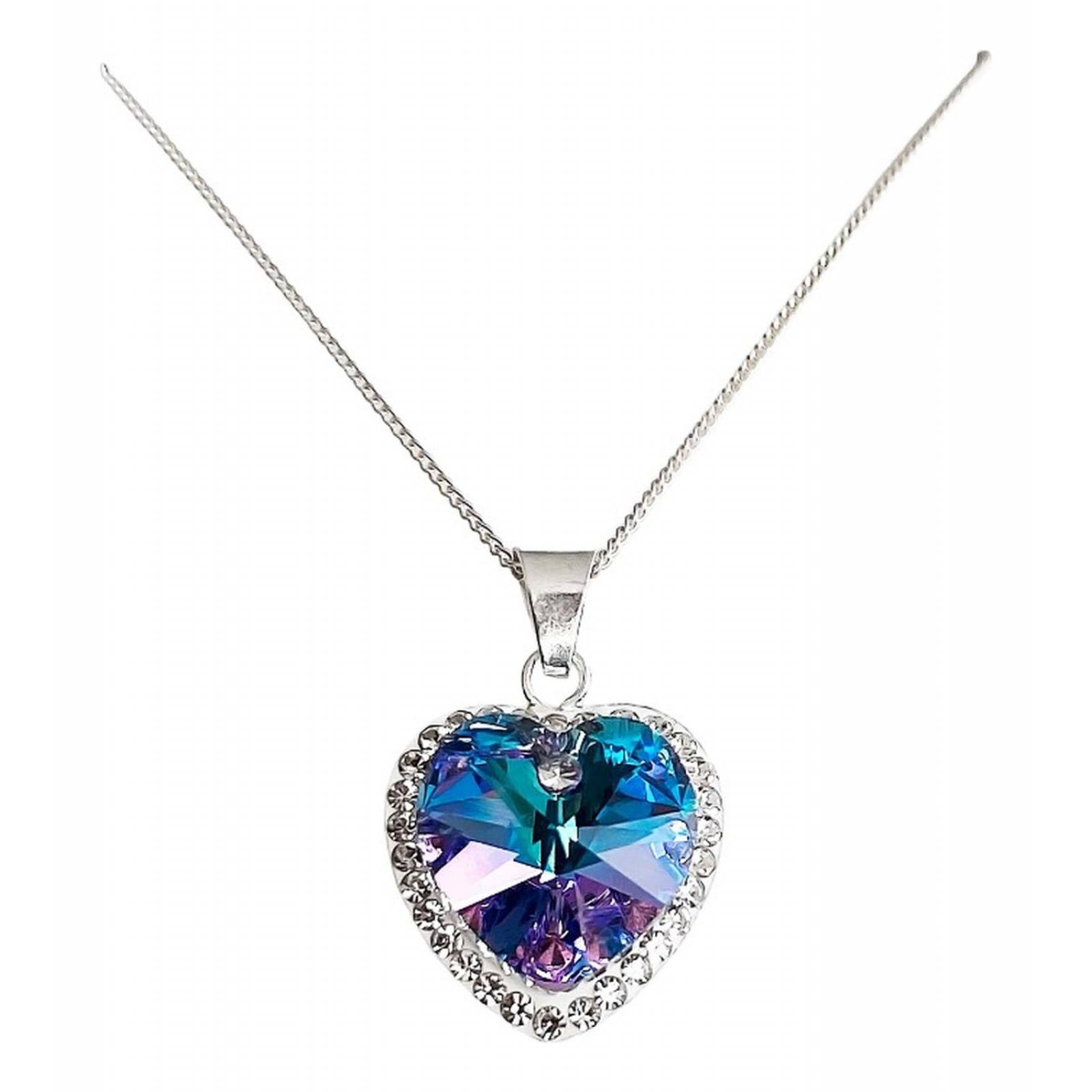 Dije Collar Corazon Del Mar Titanic Amor Amistad Plata 925 Morado Azul Alto/Ancho: 2.6 cm x 1.7 cm