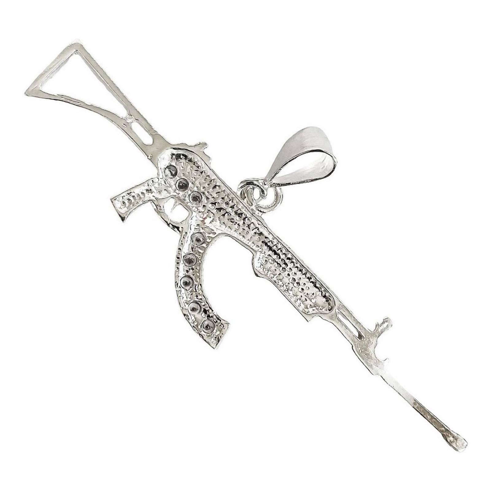 Dije Mediano Rifle Ak 47 Cuerno De Chivo Plata Solida 925 