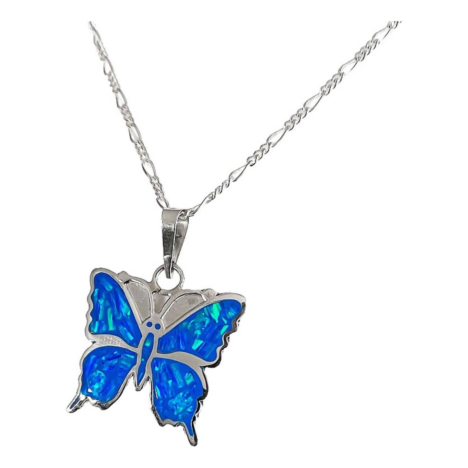 Juego Mariposa Primavera Amor Regalo Mujer Promesa Plata 925 Azul Alto/Ancho: 2.7 cm x 2.1 cm