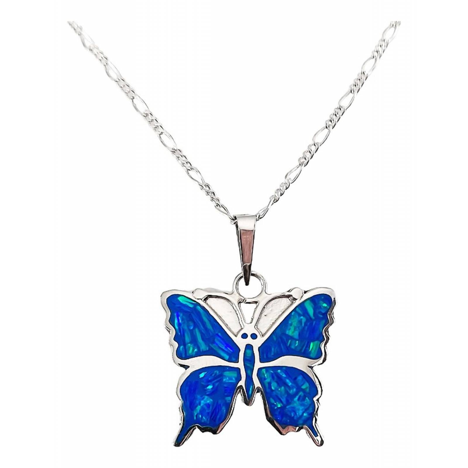 Juego Mariposa Primavera Amor Regalo Mujer Promesa Plata 925 Azul Alto/Ancho: 2.7 cm x 2.1 cm