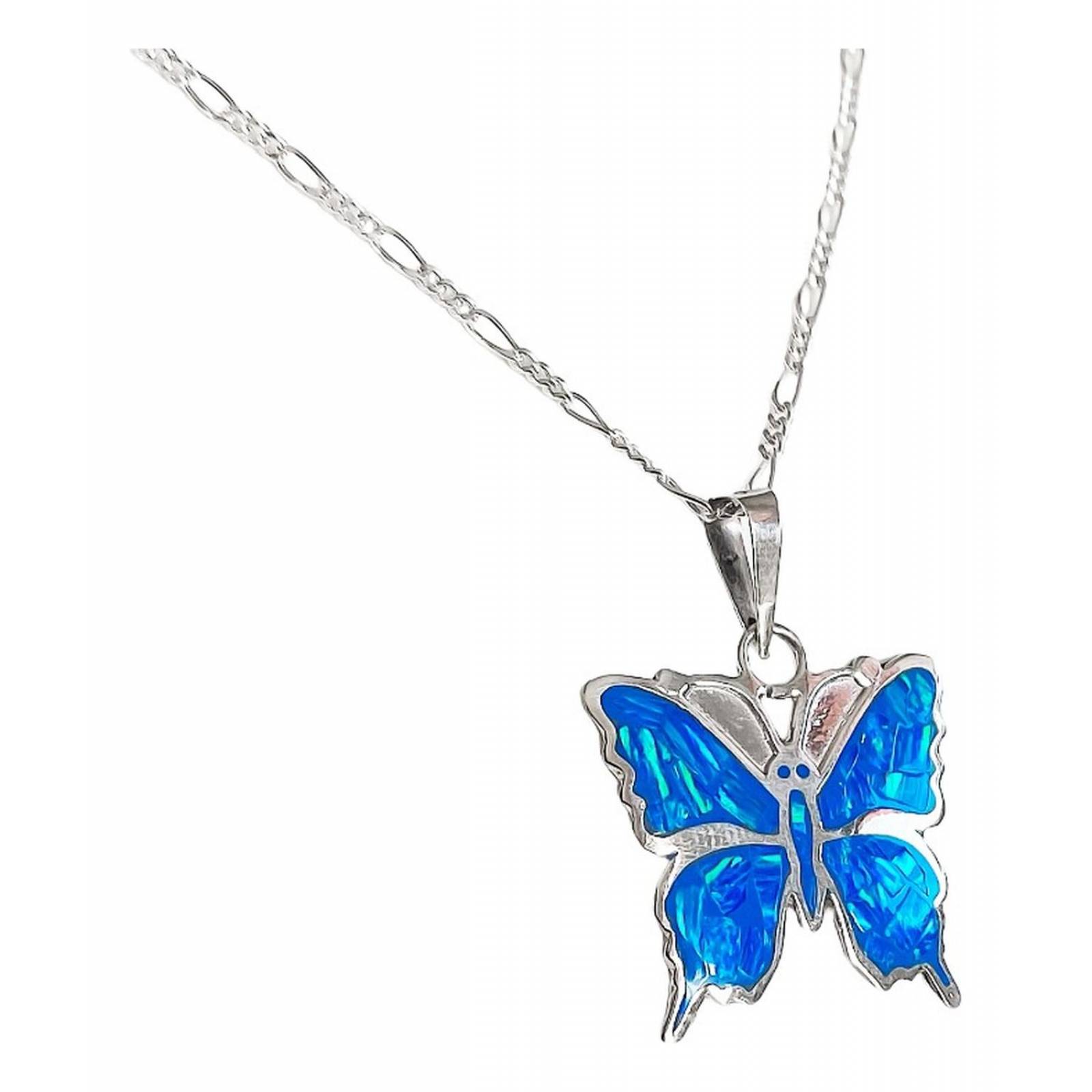 Juego Mariposa Primavera Amor Regalo Mujer Promesa Plata 925 Azul Alto/Ancho: 2.7 cm x 2.1 cm