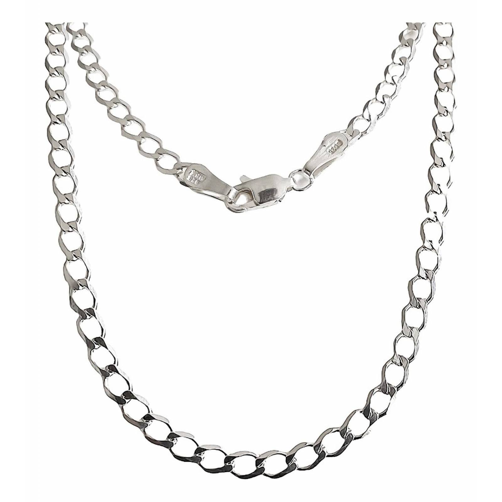 Cadena Cubana Delgada Plata 925 Hombre Barbado 60 Cm X 4mm