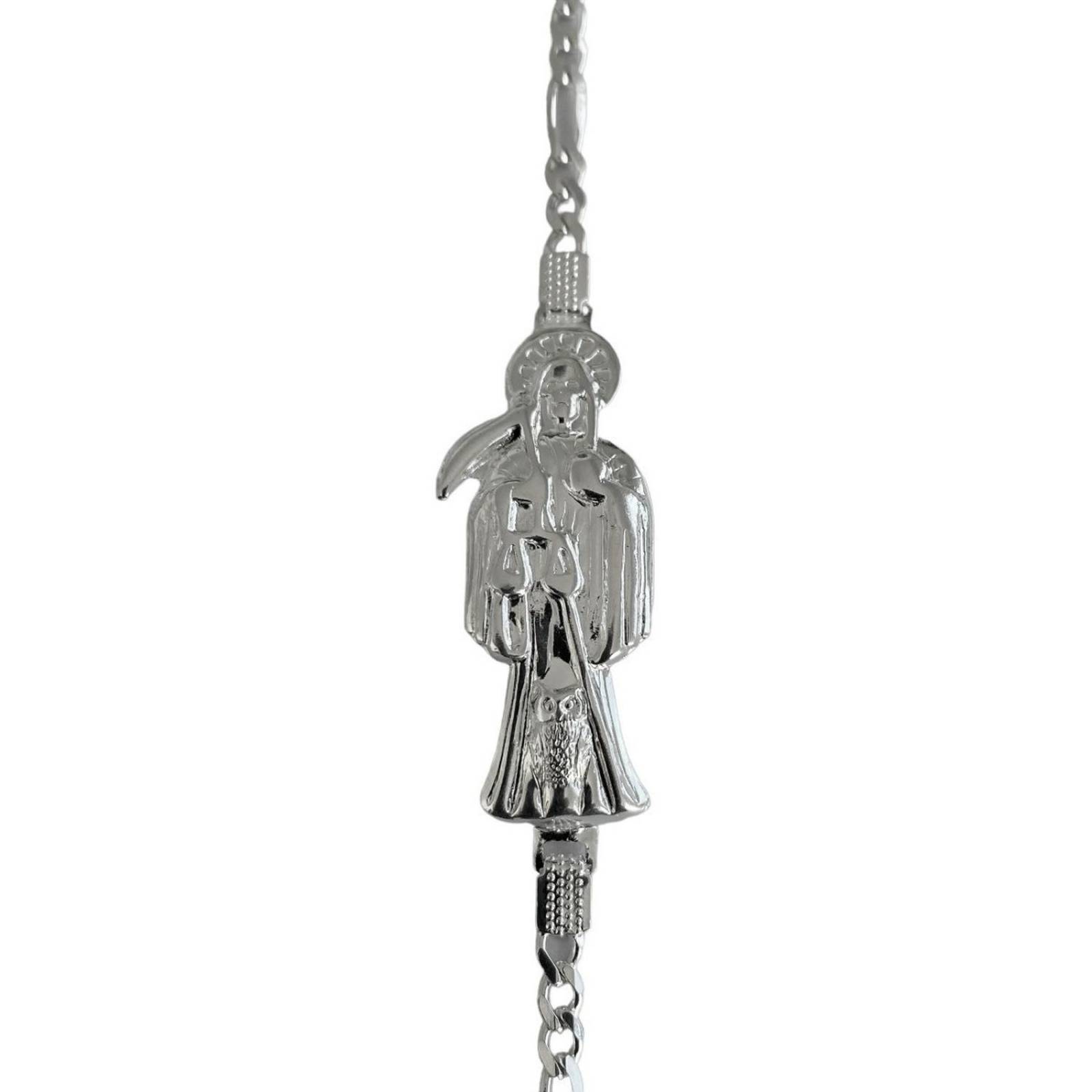 Pulsera Santa Muerte Grande Lisa Esclava Plata Ley 925 Con placa plateado Largo/Ancho: 17.5 cm x 3.5 mm 6 cm - 17.5 cm