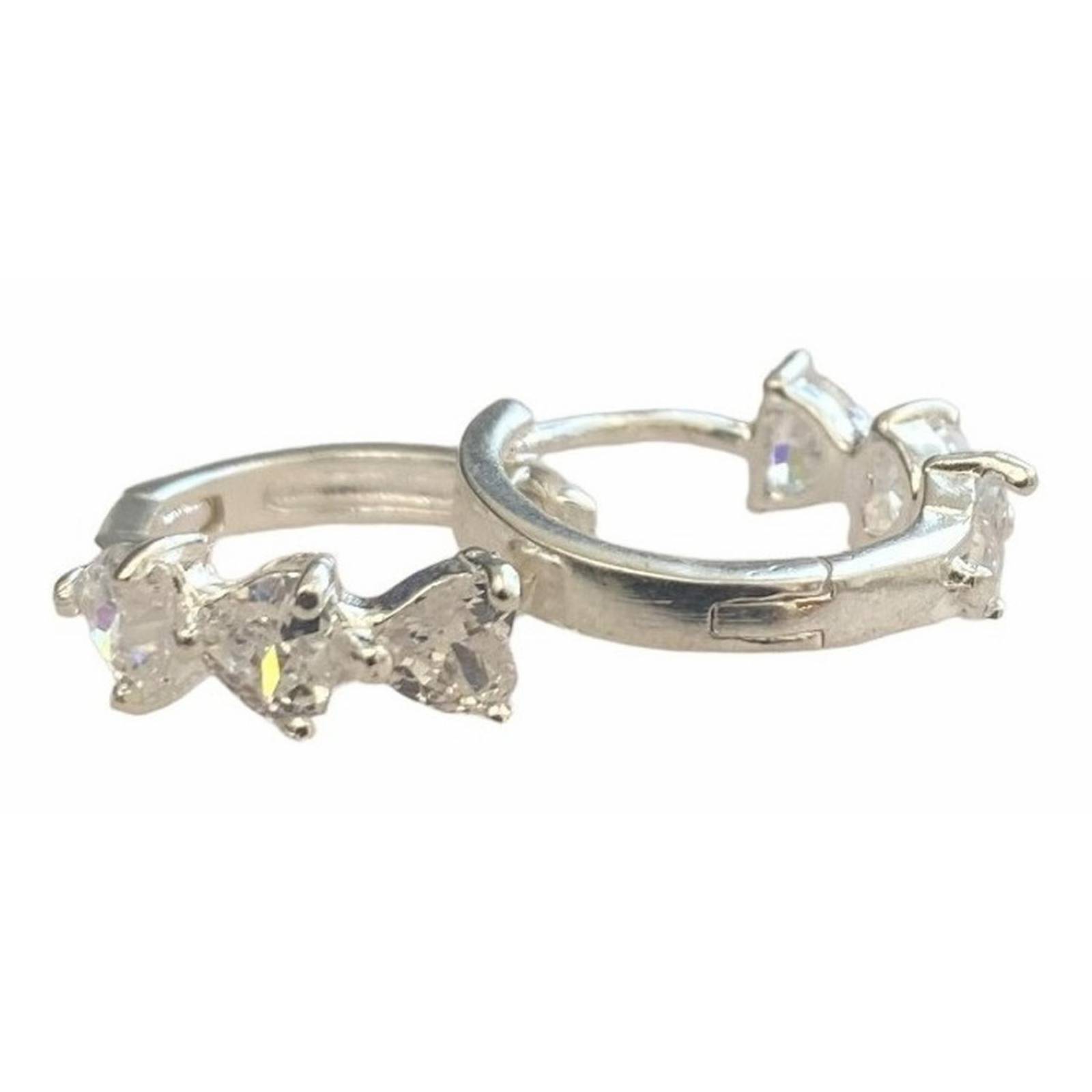 Aretes Arracadas De Corazon Zirconia Amor Amistad Plata 925 Blanco Alto/Ancho: 1.4 cm x  1.4 cm