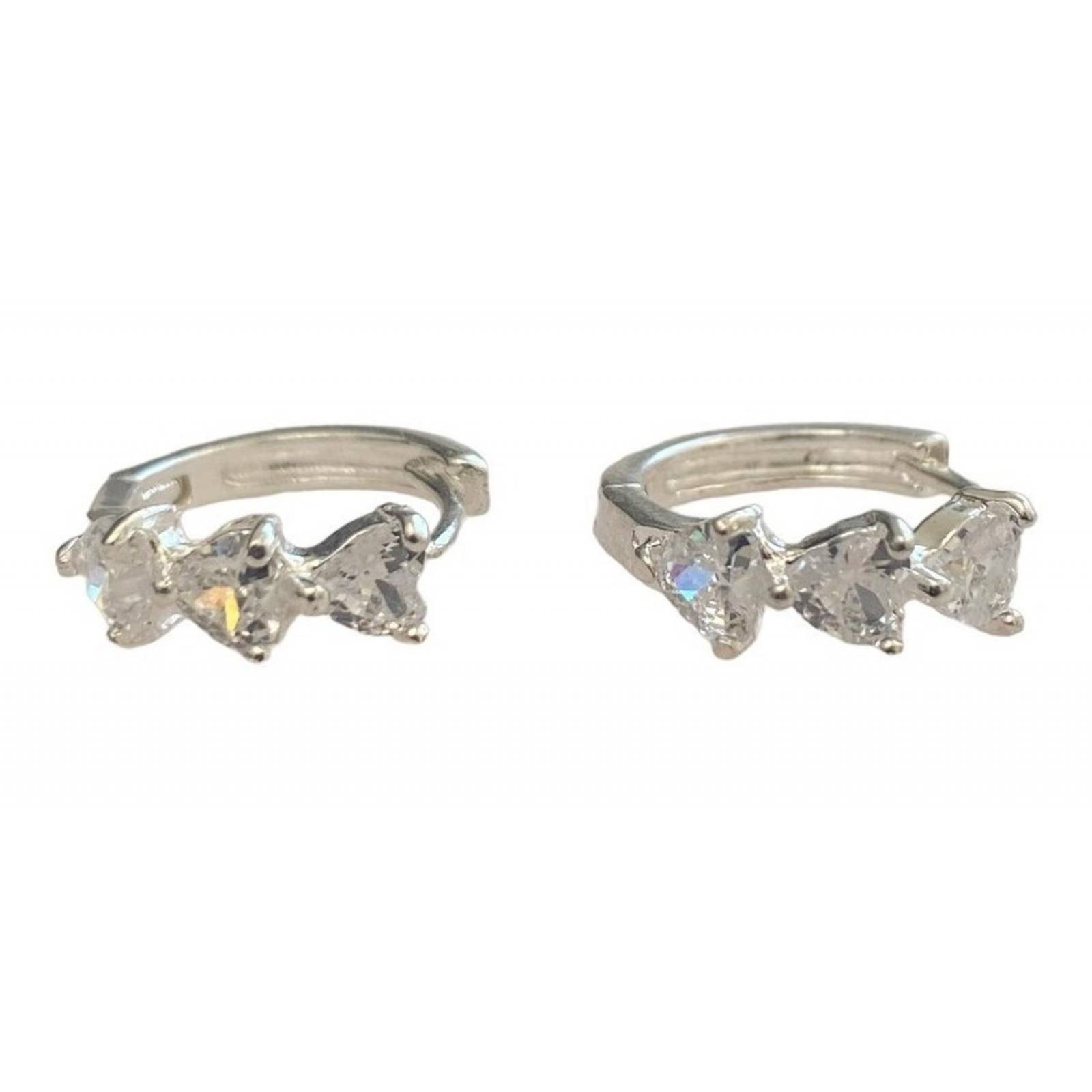 Aretes Arracadas De Corazon Zirconia Amor Amistad Plata 925 Blanco Alto/Ancho: 1.4 cm x  1.4 cm