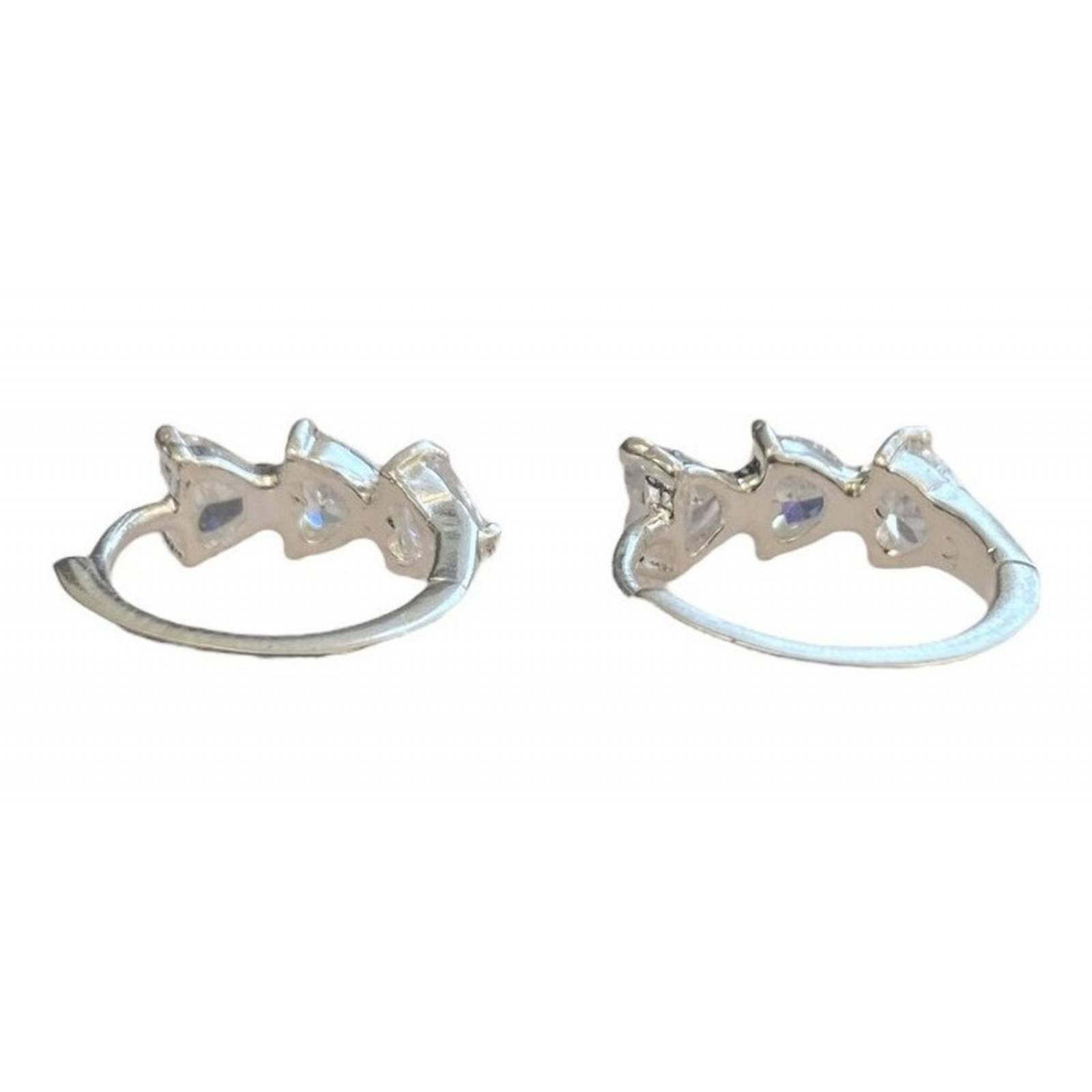 Aretes Arracadas De Corazon Zirconia Amor Amistad Plata 925 Blanco Alto/Ancho: 1.4 cm x  1.4 cm