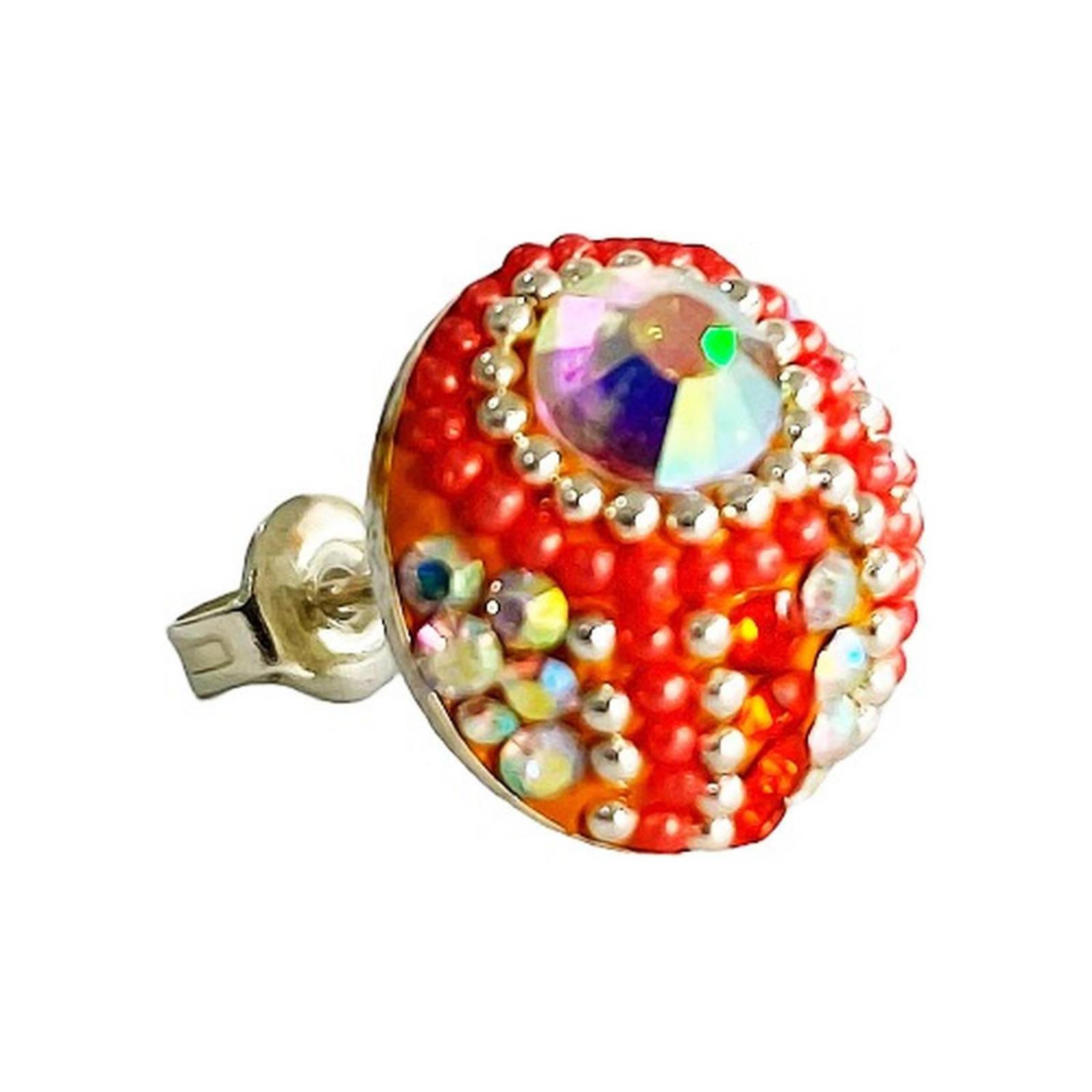 Juego Gigante Completo Artesanal Pavo Real Piedras Plata 925 Alto/Ancho: 6 cm x 2.5 cm Naranja