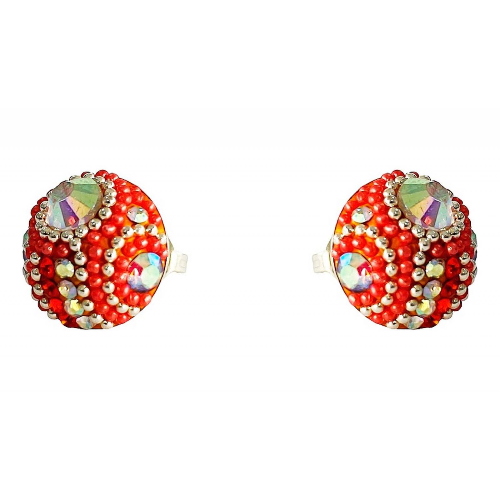 Juego Gigante Completo Artesanal Pavo Real Piedras Plata 925 Alto/Ancho: 6 cm x 2.5 cm Naranja