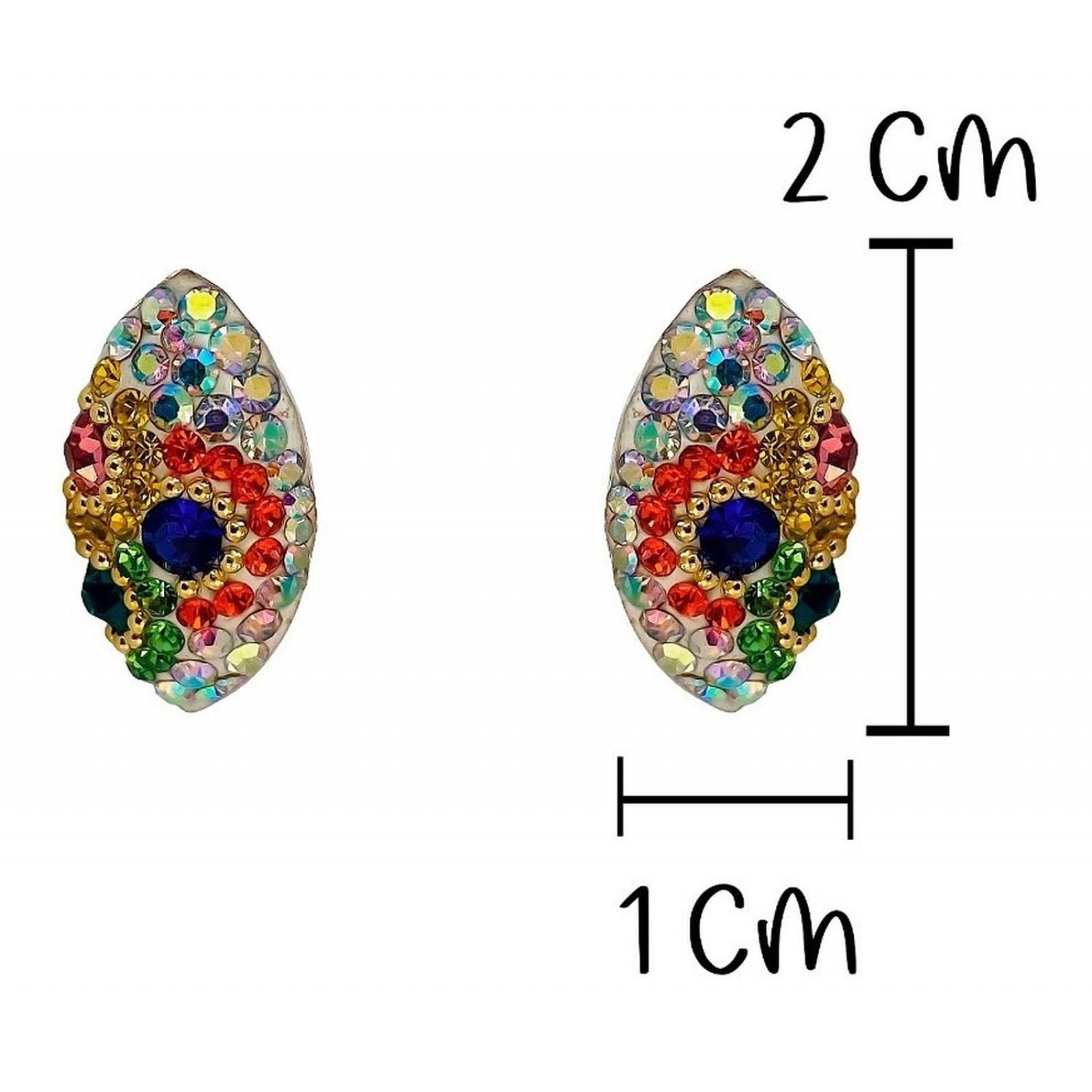 Juego Gigante Completo Artesanal Pavo Real Piedras Plata 925 Blanco - Colores Alto/Ancho: 6 cm x 2.5 cm