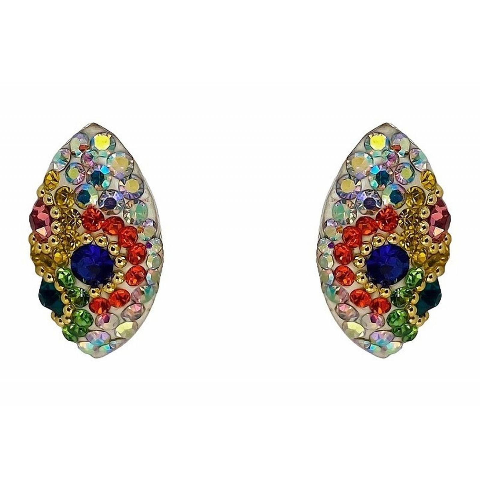 Juego Gigante Completo Artesanal Pavo Real Piedras Plata 925 Blanco - Colores Alto/Ancho: 6 cm x 2.5 cm