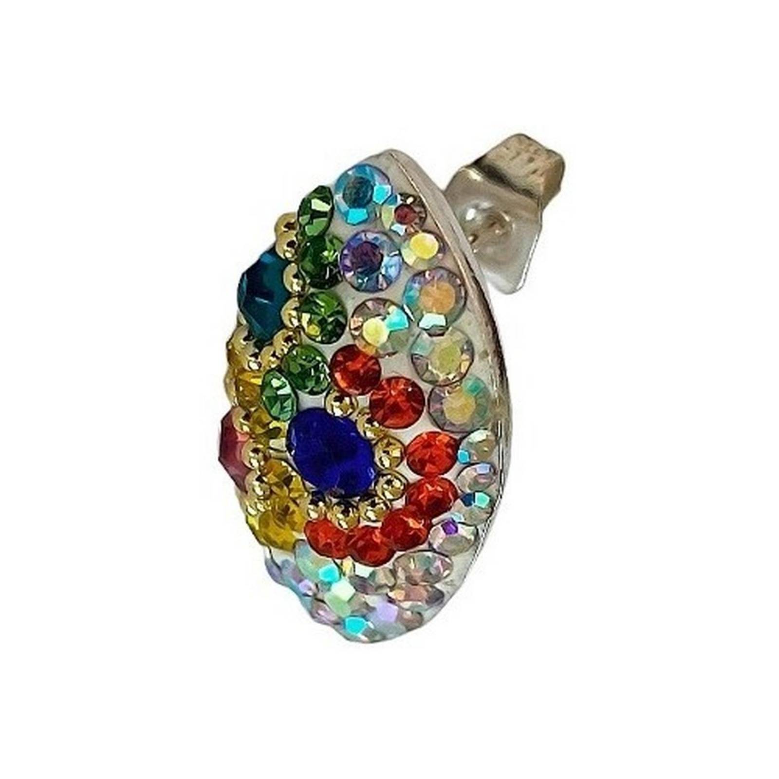 Juego Gigante Completo Artesanal Pavo Real Piedras Plata 925 Blanco - Colores Alto/Ancho: 6 cm x 2.5 cm