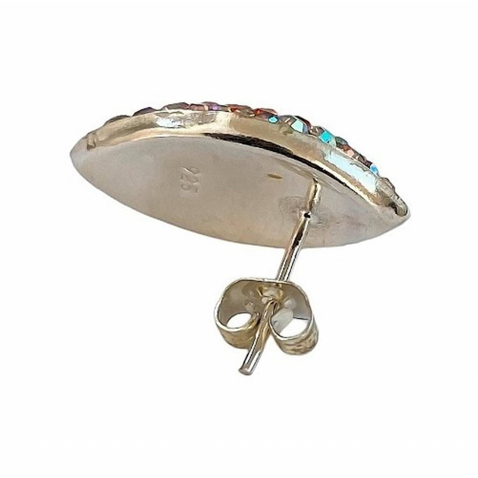 Juego Gigante Completo Artesanal Pavo Real Piedras Plata 925 Blanco - Colores Alto/Ancho: 6 cm x 2.5 cm