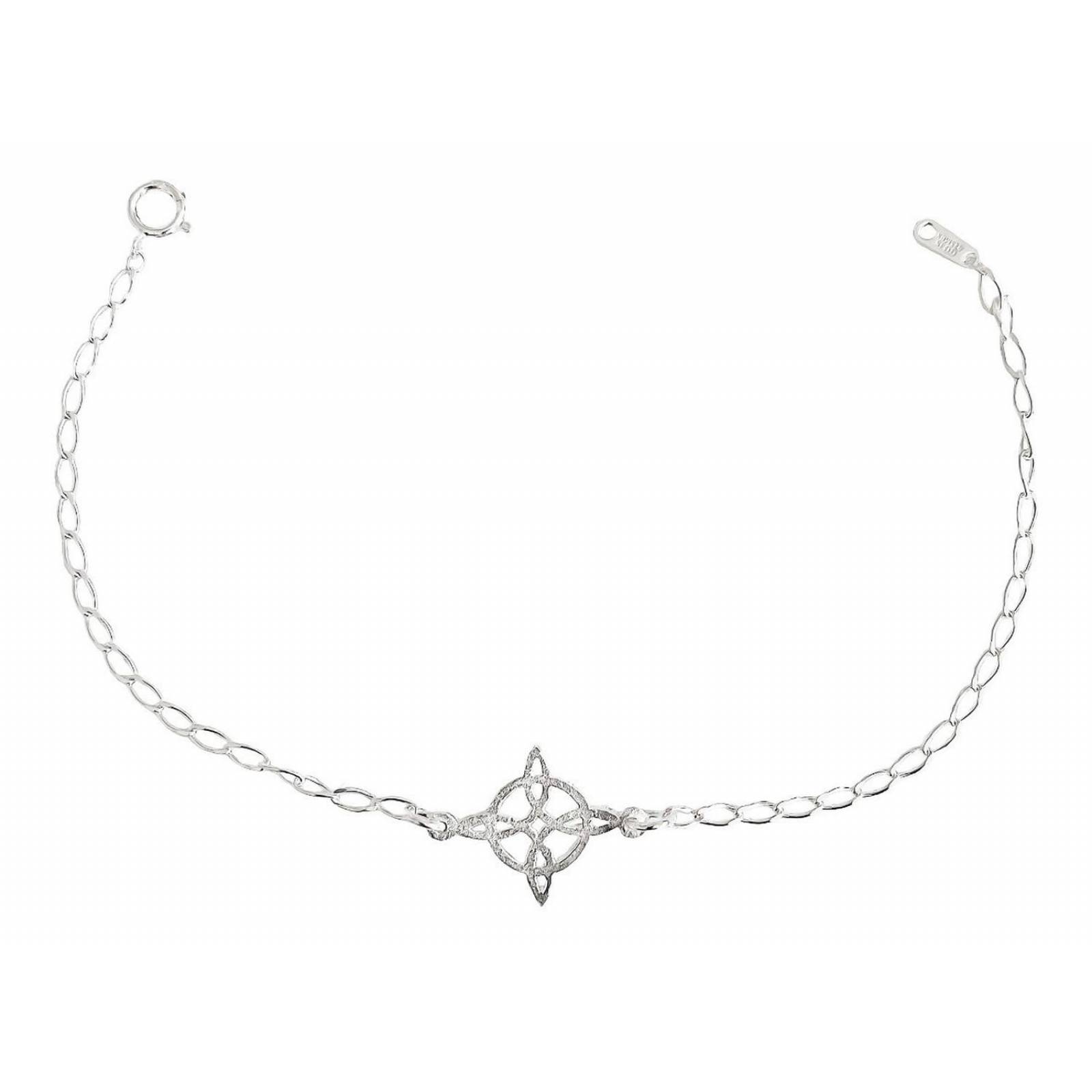 Pulsera Sencilla Nudo De Bruja Celta Liso Plata Ley 925 Plateado Largo/Ancho: 17.5 cm x 2 mm 6 cm - 17.5 cm