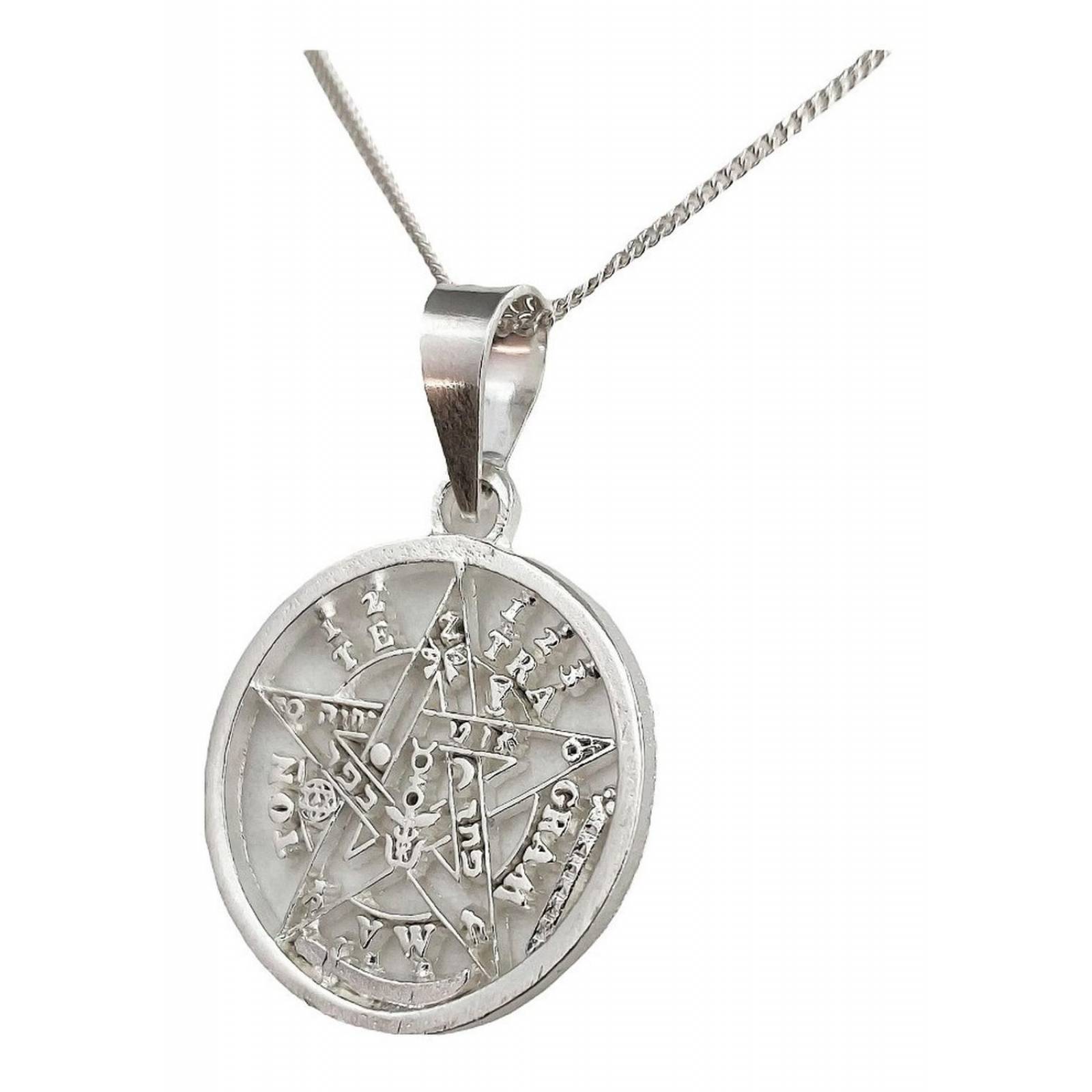Dije Tetragramaton Plata 925 Pentagrama + Cadena Plata 925 Alto/Ancho: 3.2 cm x 2 cm 3.2 + Barbada