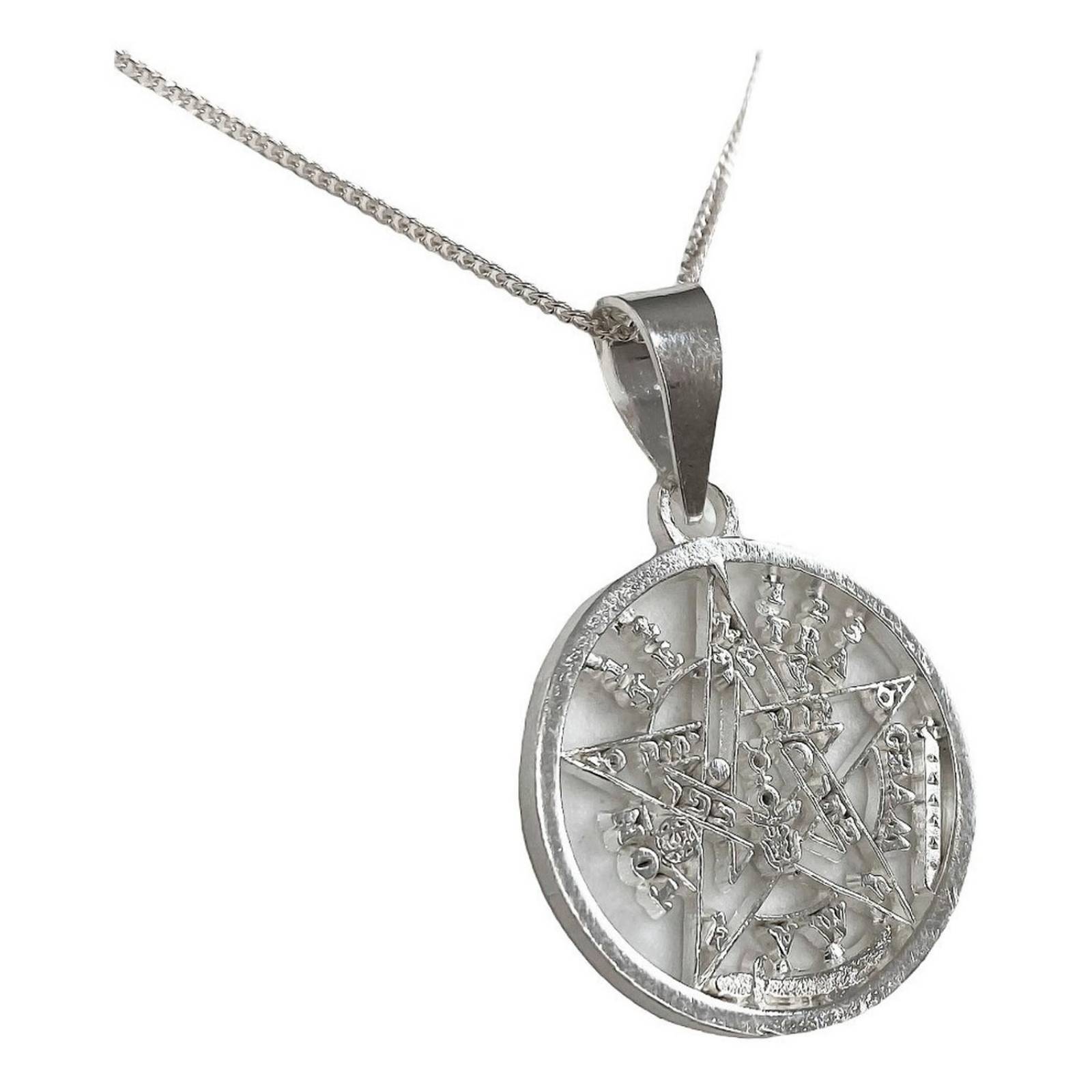 Dije Tetragramaton Plata 925 Pentagrama + Cadena Plata 925 Alto/Ancho: 3.2 cm x 2 cm 3.2 + Barbada