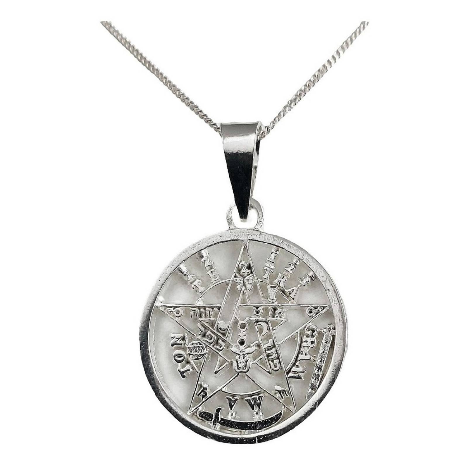Dije Tetragramaton Plata 925 Pentagrama + Cadena Plata 925 Alto/Ancho: 3.2 cm x 2 cm 3.2 + Barbada