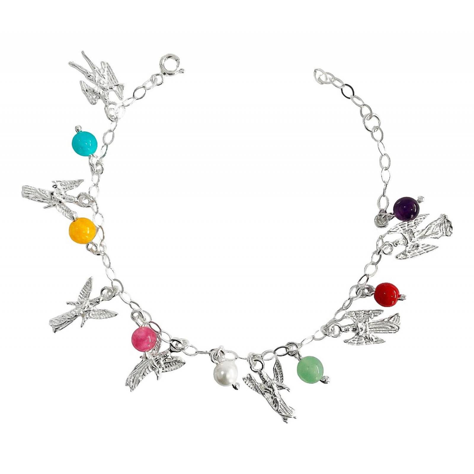 Pulsera Ajustable 7 Arcangeles Cuarzo San Miguel Plata 925 