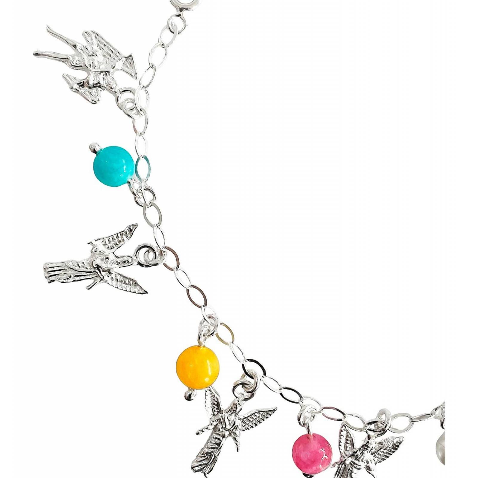 Pulsera Ajustable 7 Arcangeles Cuarzo San Miguel Plata 925 
