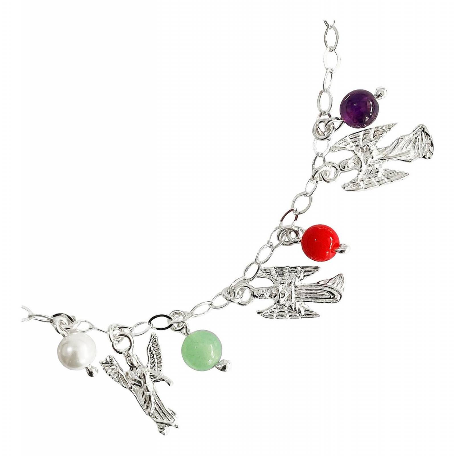 Pulsera Ajustable 7 Arcangeles Cuarzo San Miguel Plata 925 