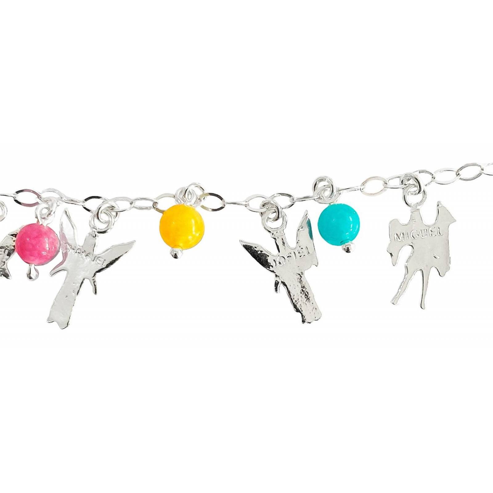 Pulsera Ajustable 7 Arcangeles Cuarzo San Miguel Plata 925 