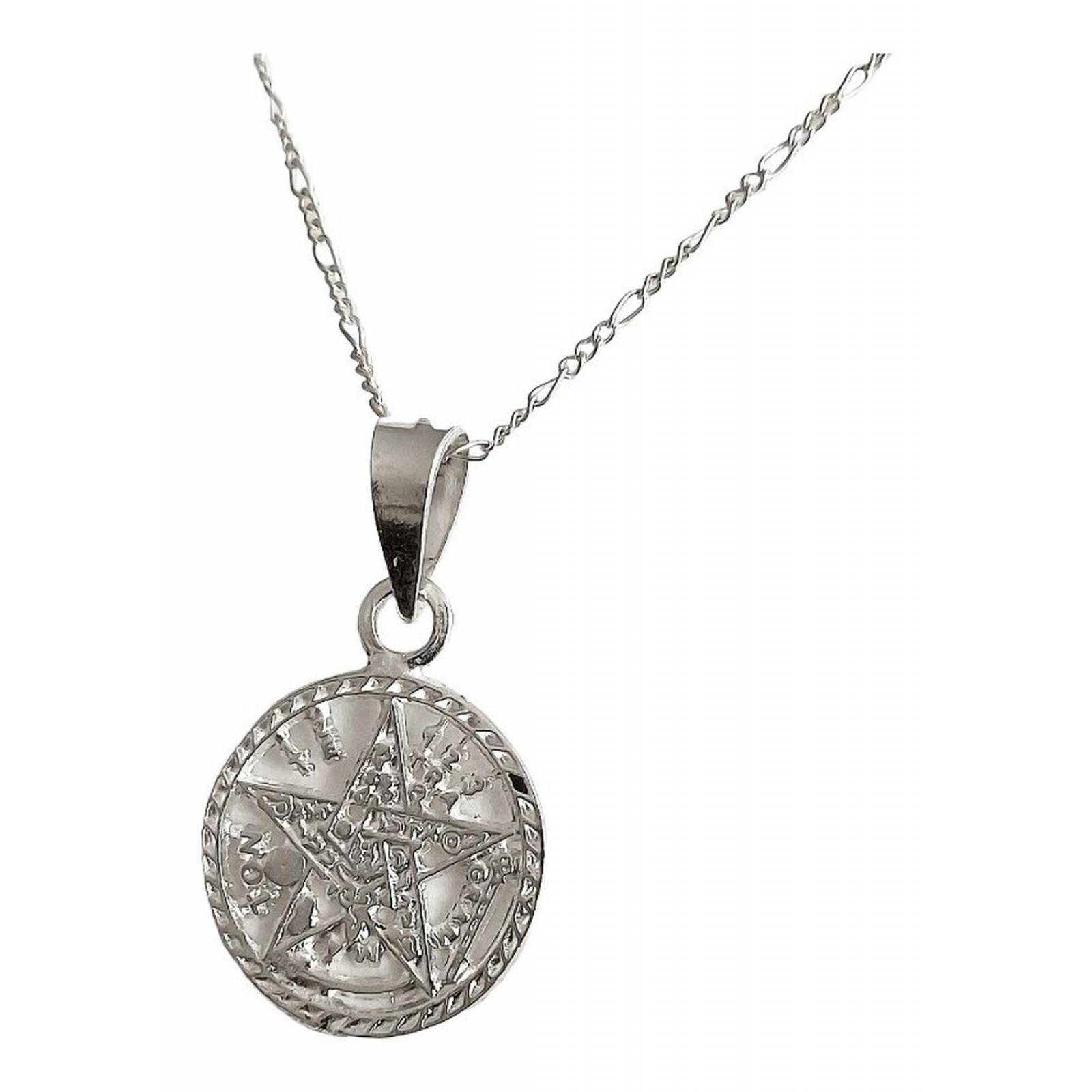 Dije Medalla Tetragramaton Diamantada + Cadena Plata Ley 925 