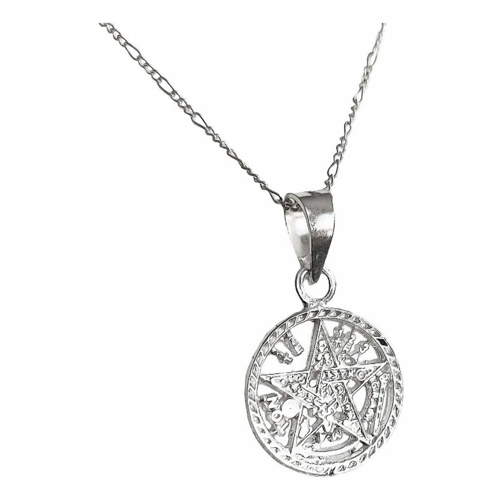 Dije Medalla Tetragramaton Diamantada + Cadena Plata Ley 925 