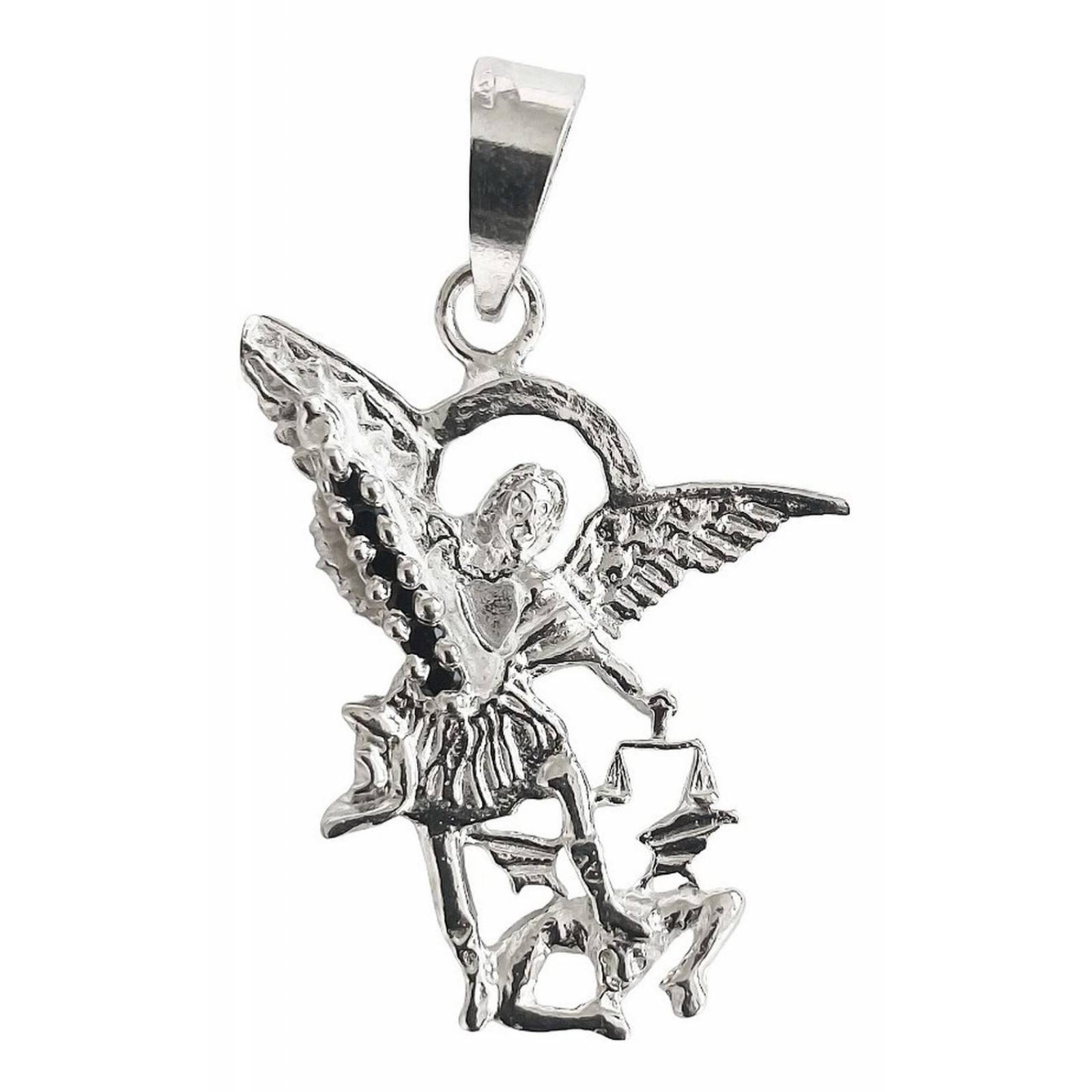 Dijes San Miguel Arcangel Con Zirconias Plata Solida 925 