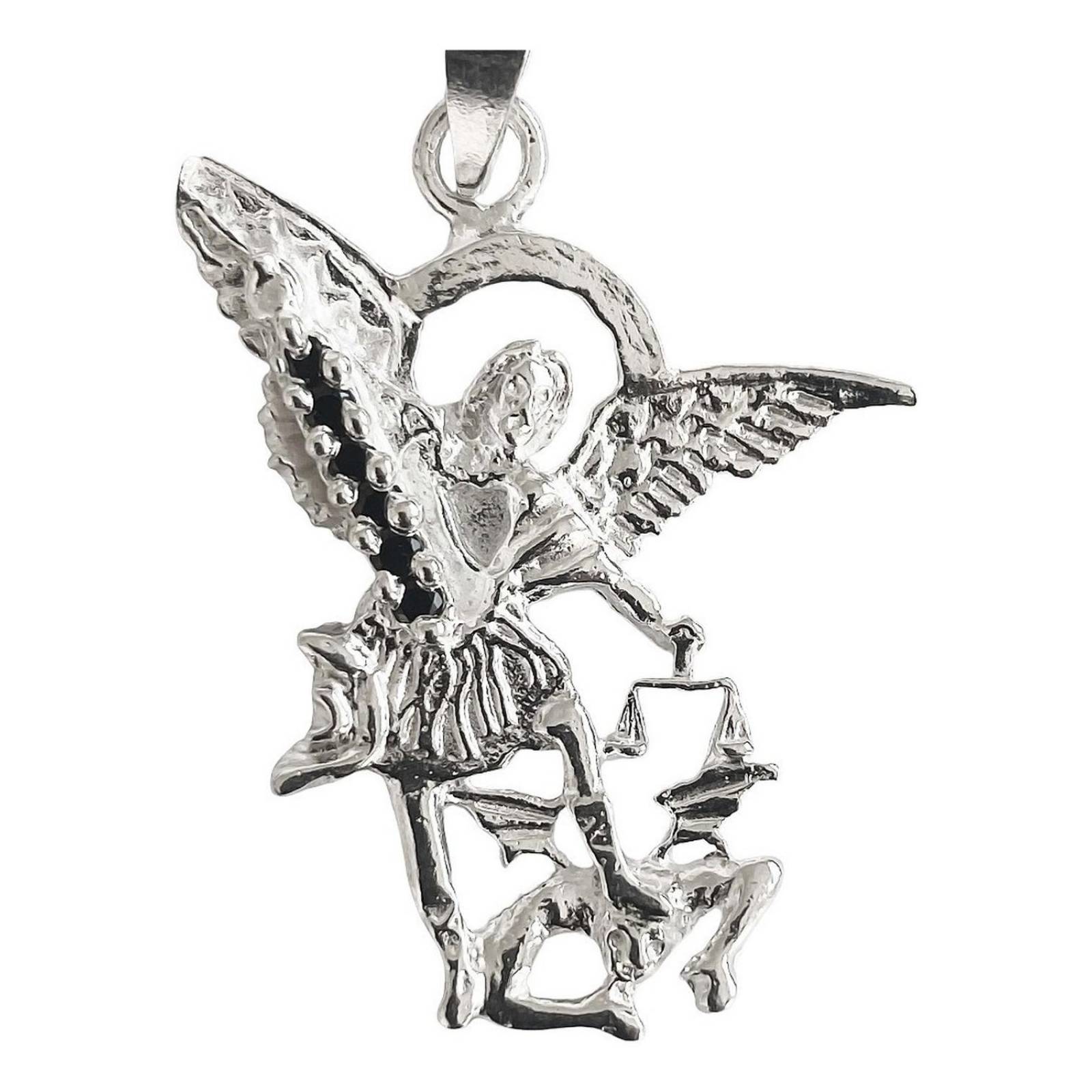 Dijes San Miguel Arcangel Con Zirconias Plata Solida 925 