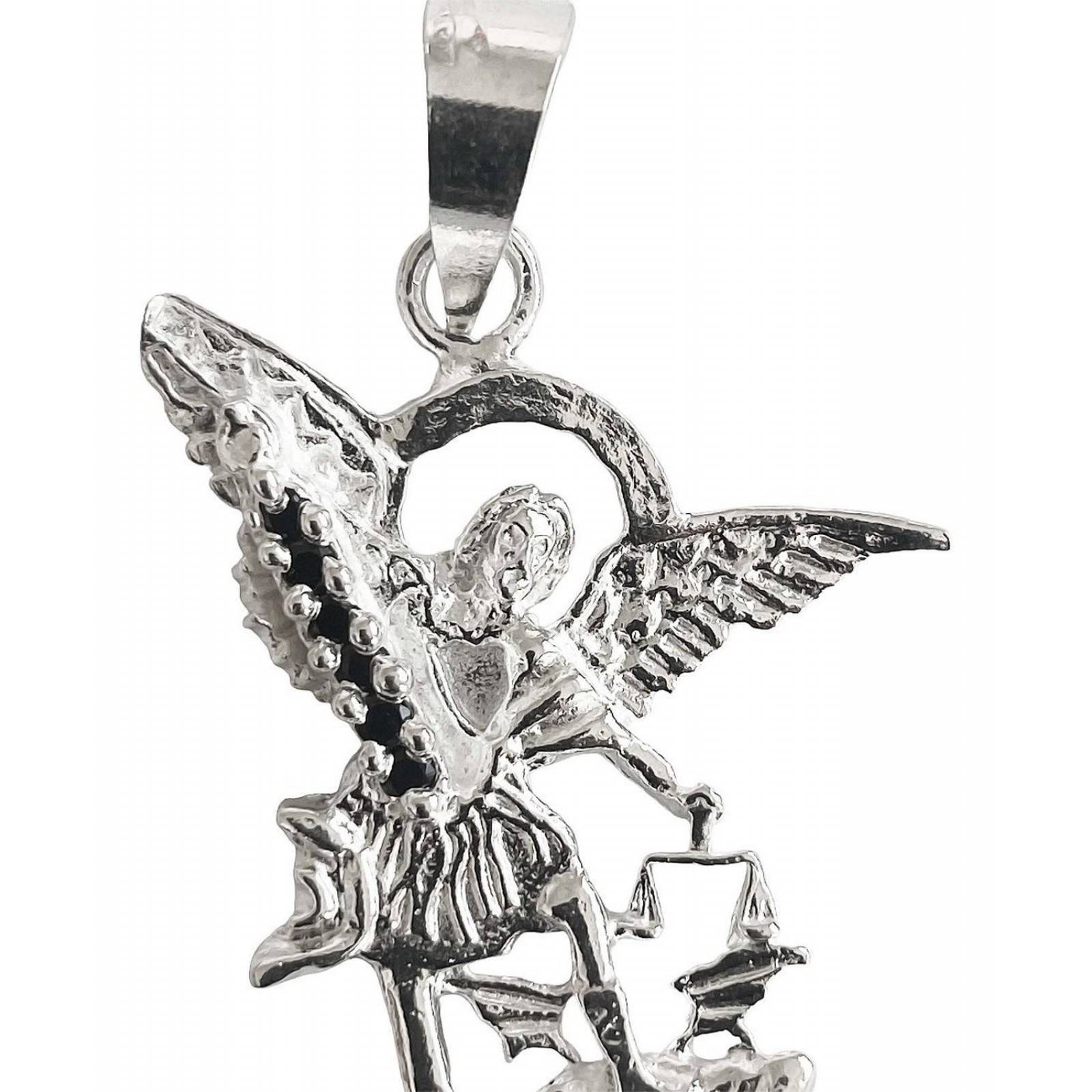 Dijes San Miguel Arcangel Con Zirconias Plata Solida 925 