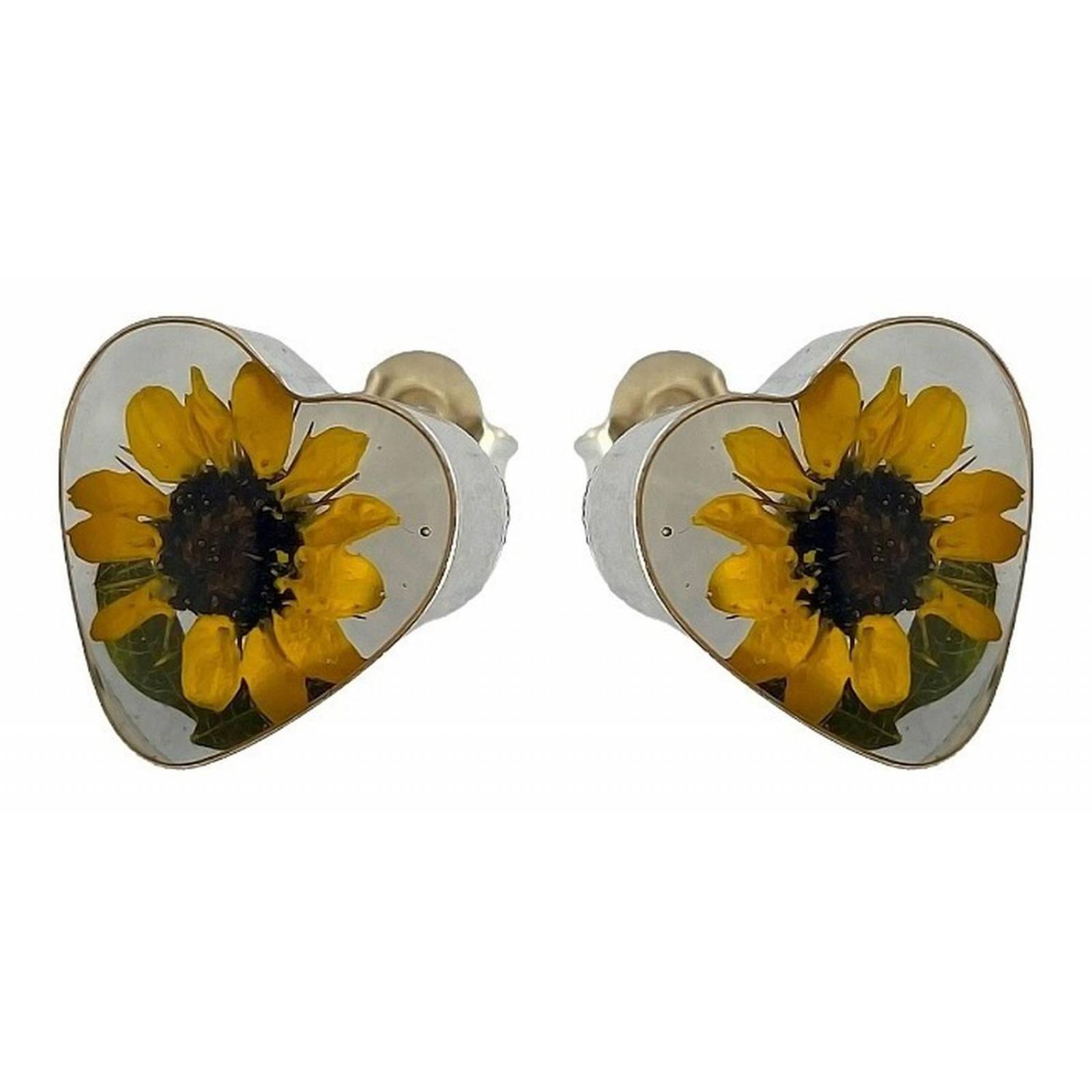Shrek Aretes Collar Girasol Promesa Regalo Amor Plata 925 Corazón grande girasol Alto/Ancho: 1 a 3 cm x 1 a 3 cm