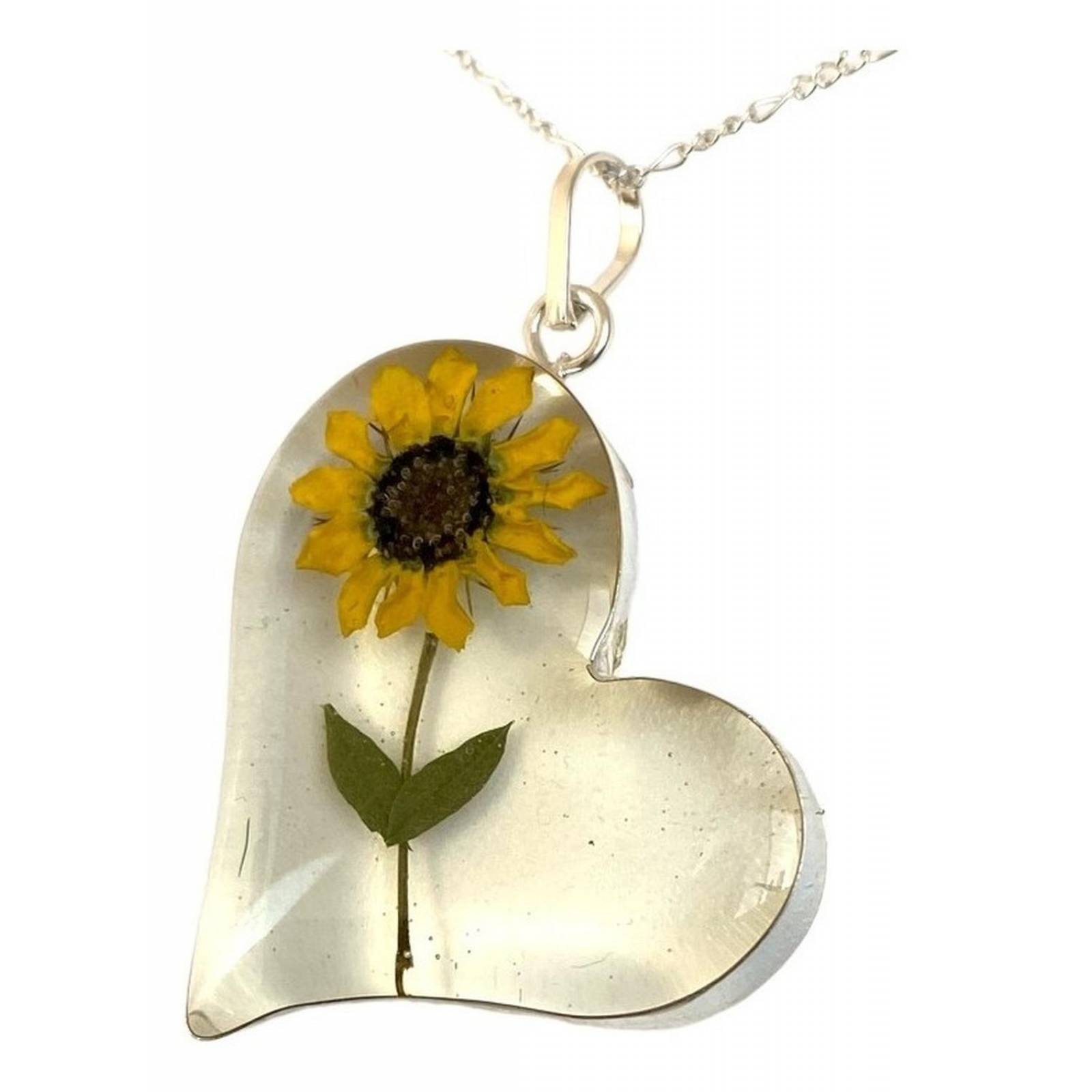 Shrek Aretes Collar Girasol Promesa Regalo Amor Plata 925 Corazón grande girasol Alto/Ancho: 1 a 3 cm x 1 a 3 cm